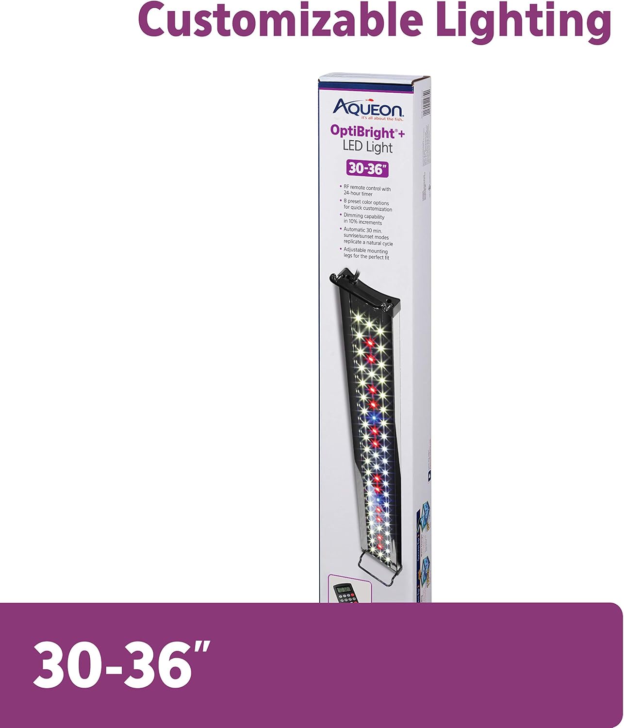 Aqueon Optibright Plus LED Fish Tank Aquarium Lighting System with Remote Control, 30 to 36 Inch | Plus, With Remote Control