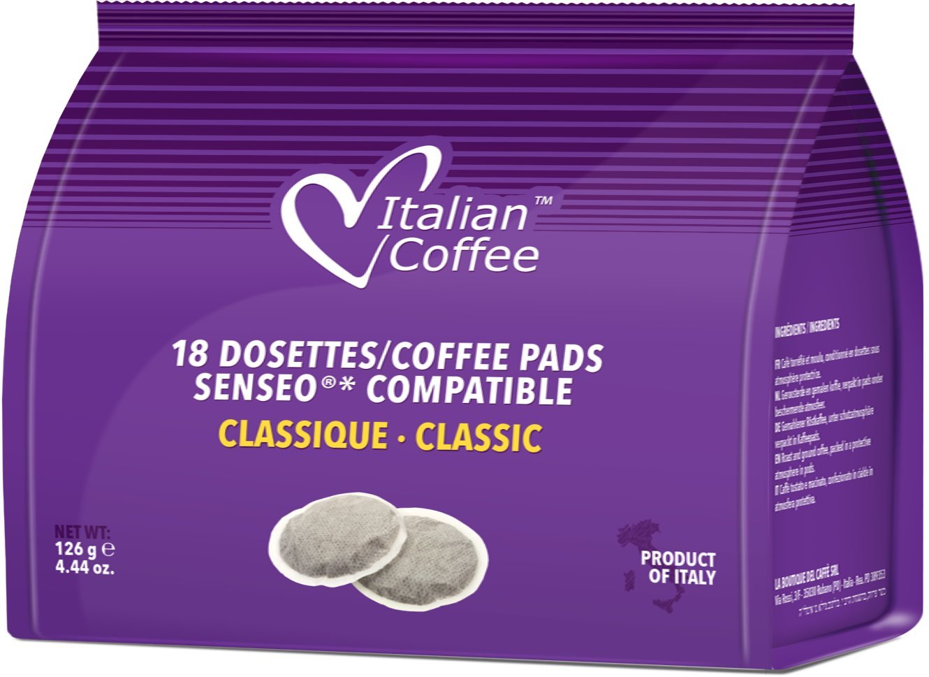 Italian Coffee pads combatible with Senseo Machines (54 Pads, Mix) | Compatible with Senseo Machines, Made in Italy, 100% filter paper pads, sampler with 3 blends, 18 pads each flavor