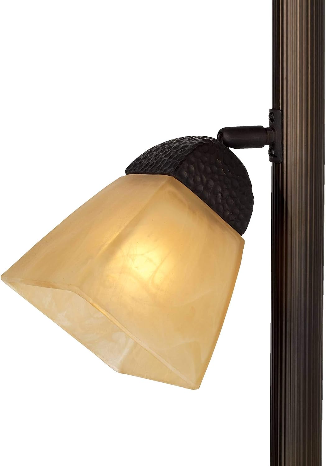 Antonio 71 1/2" Tall Bronze and Champagne Glass Torchiere Floor Lamp | Rustic Farmhouse Mission Roman 3-Light Frosted Amber Shade for Living Room