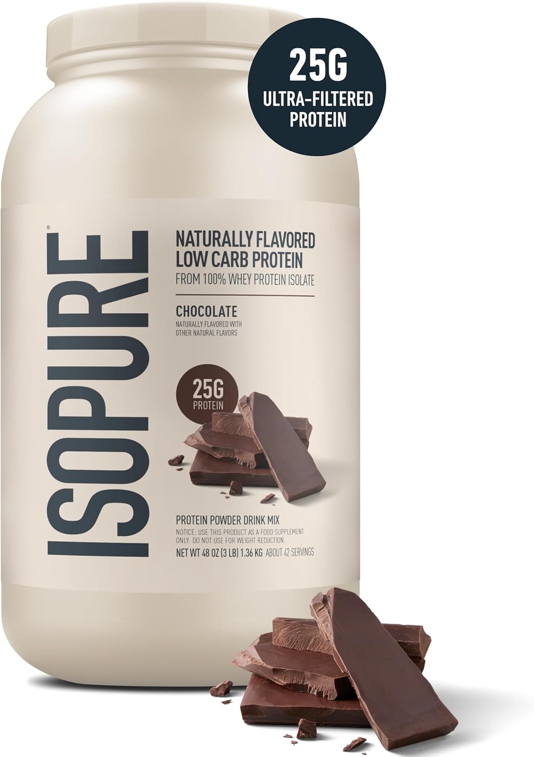 Isopure Low Carb 100% Pure Whey Isolate Protein Powder, Lactose Free, Gluten Free, with Vitamins, Vanilla, 25g Protein Per Serving, 3 Lbs, 43 Servings (Packaging May Vary) | 25g Protein Per Serving, 100% Whey Protein Isolate, Lactose Free, Gluten Free, w…