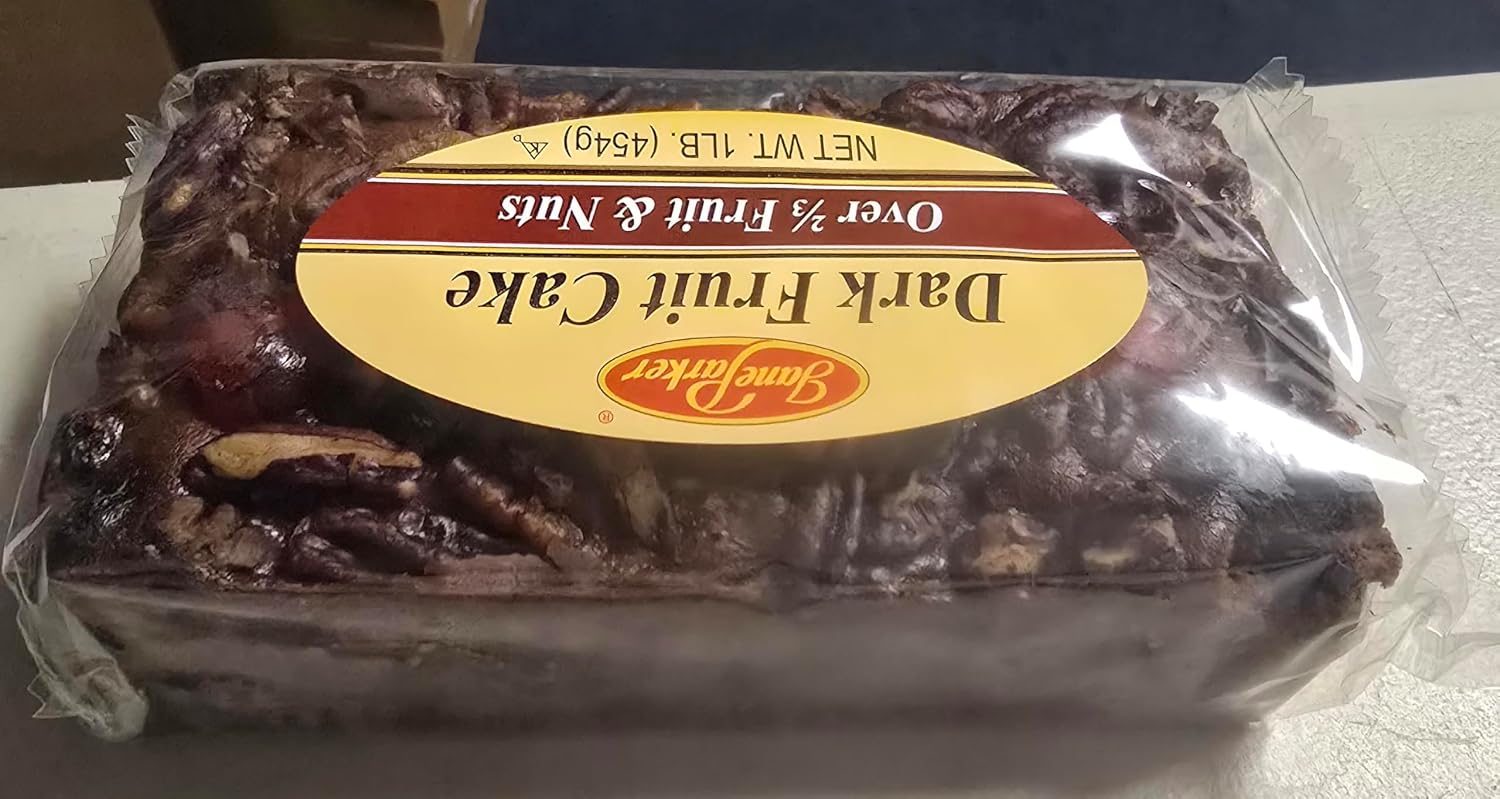 Jane Parker Fruitcake Dark Fruit Cake 1 pound (16 Ounce) Loaf in a Collectible Holiday Tin-Christmas Cake-The Best Fruitcake You Can Buy