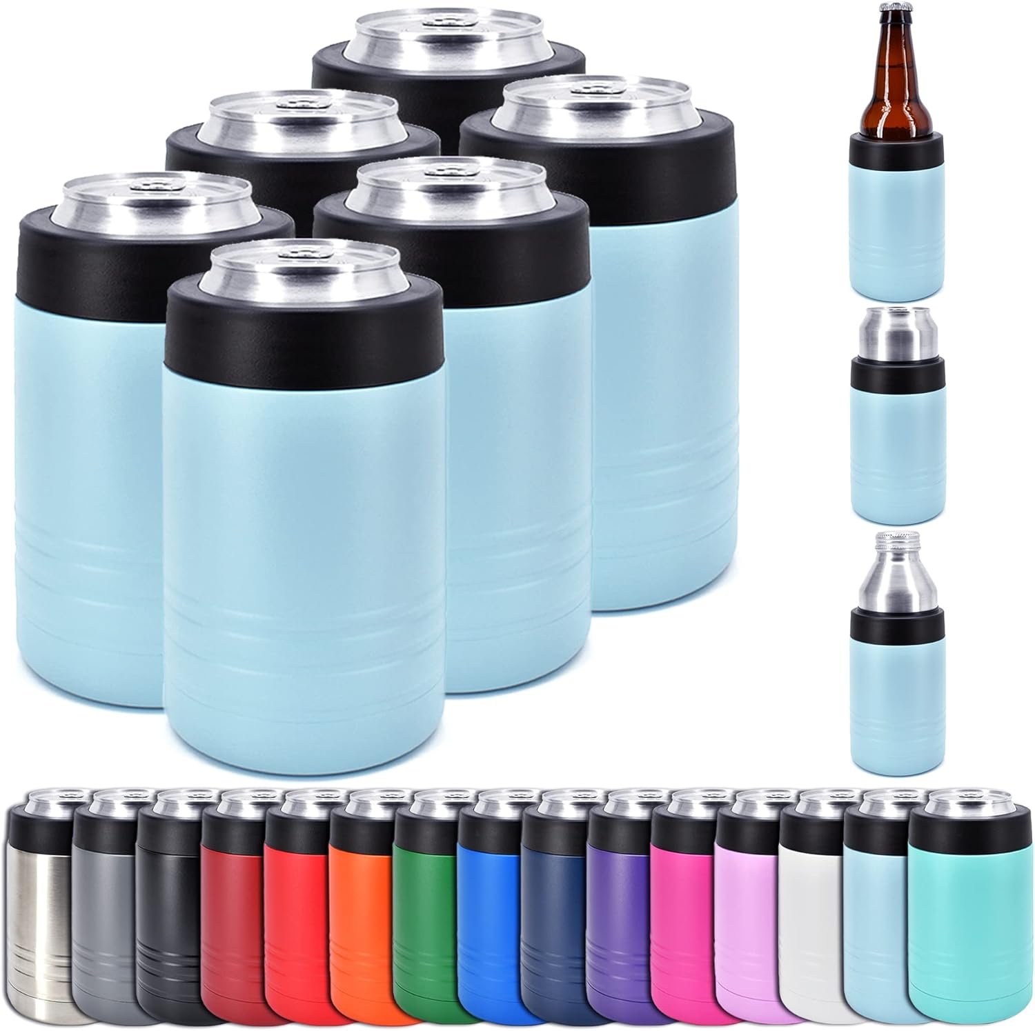 Clear Water Home Goods 12 oz 4-in-1 Stainless Steel Can Cooler (6-Pack)
