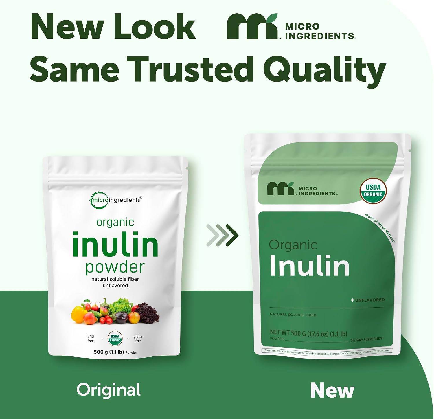 Micro Ingredients Organic Inulin FOS Fiber Powder, 2.2 lbs | Quick Water-Soluble Prebiotic | Natural Fiber for Smoothies & Drinks | Vegan Friendly, Dissolves Clear