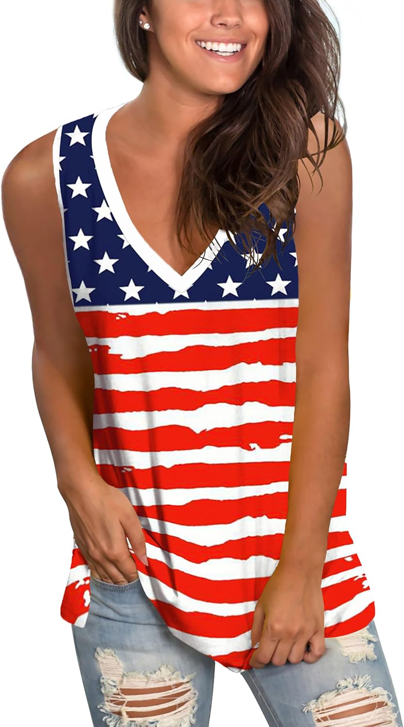 Sampeel Womens Summer Tank Tops Basic Tanks V Neck Sleeveless T Shirts Side Split