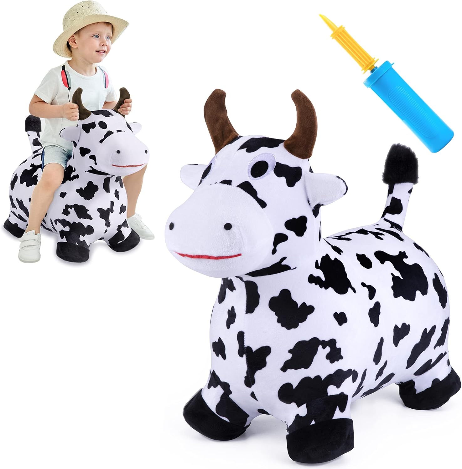 Bouncy Pals Toddler Horse Hopper Toy, Kids Outdoor Ride Bounce Farm Animal | Inflatable Bouncing Hopping Toy, Indoor Baby Plush Bouncer Horse, Birthday Gift for 18 Month 2 3 4 Year Old Child Boys Girls