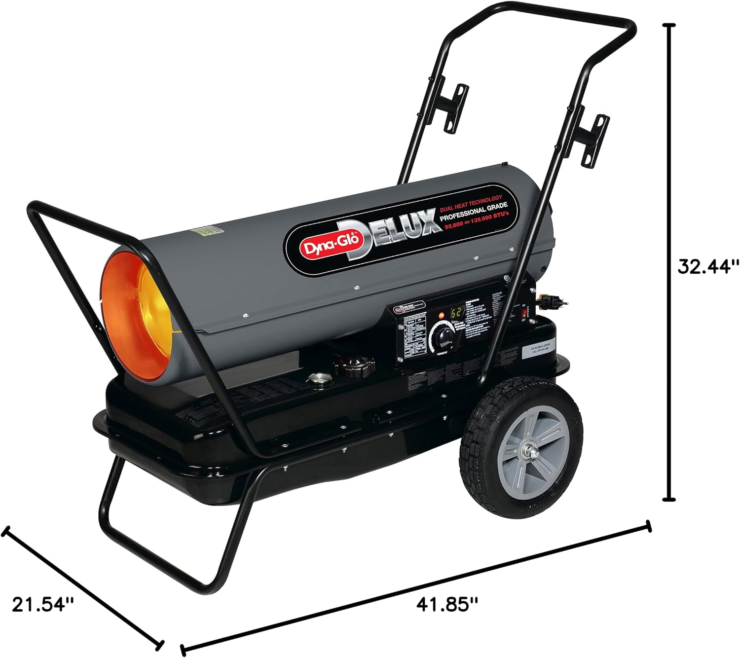 Portable Oil and Kerosene Torpedo Heater, 135,000 BtuH, #1 Diesel, #1 Fuel Oil, K-1 Kerosene - 1 Each