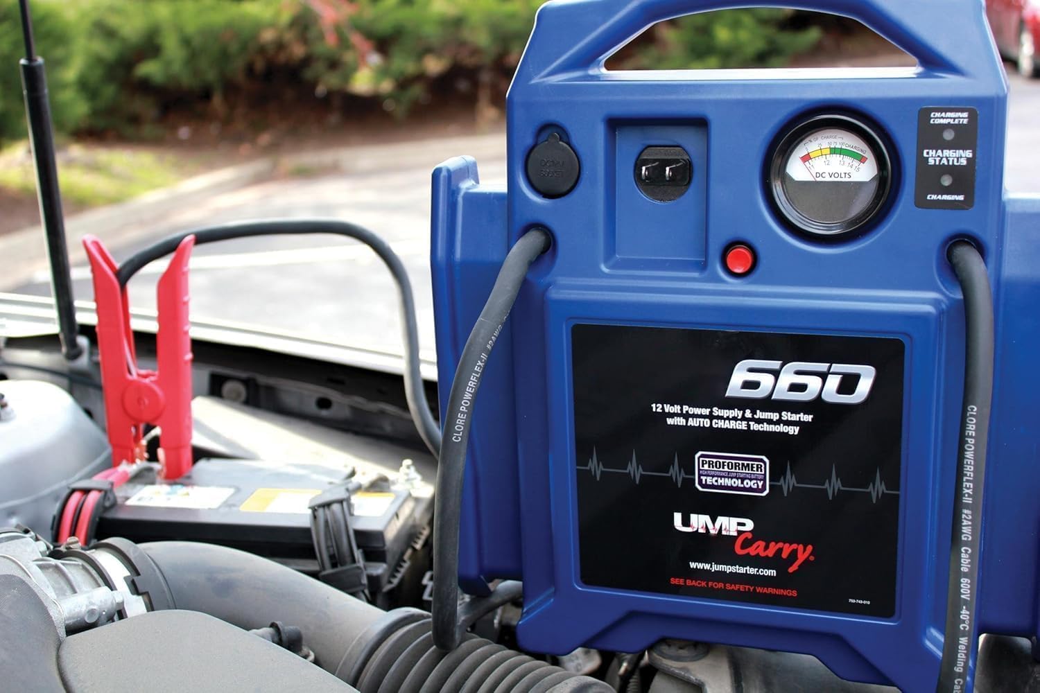 JNC660 Portable Vehicle Starting Unit 1700 Peak Amps 12V Outlet - 2 Pack | Portable 1700-peak-amp vehicle starting unit with heavy-duty clamps