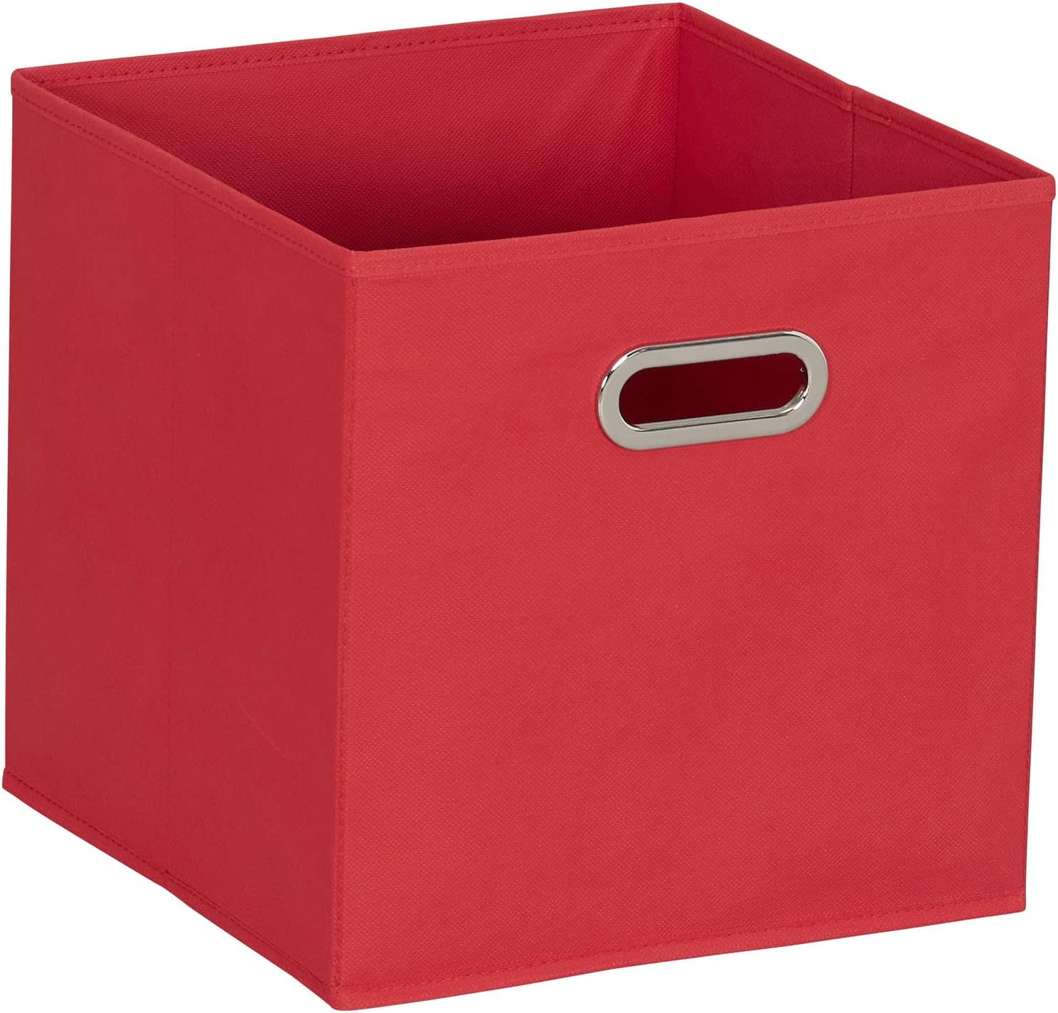Household Essentials Fabric Storage Bins 6 Piece Set, Strong Poly-Woven Fabric, Sturdy Chipboard Sides, Grommet Front Handle, Stackable and Foldable, Classic Design, Navy