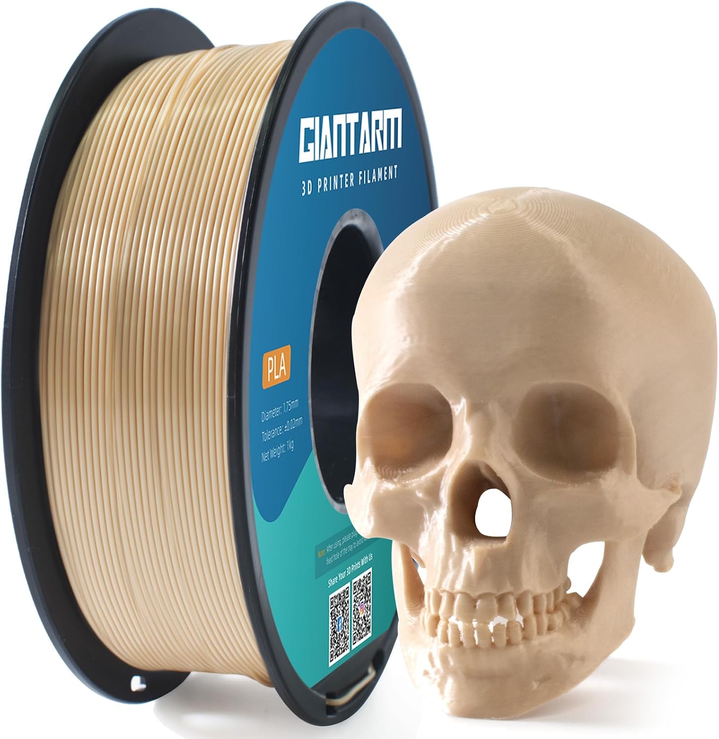 GIANTARM 3D Printer Filament, Silk Gold Pla Filament, 1Kg(2.2lbs) Spool, 1.75mm Dimension Accuracy +/- 0.03mm, 3D Printing Filament