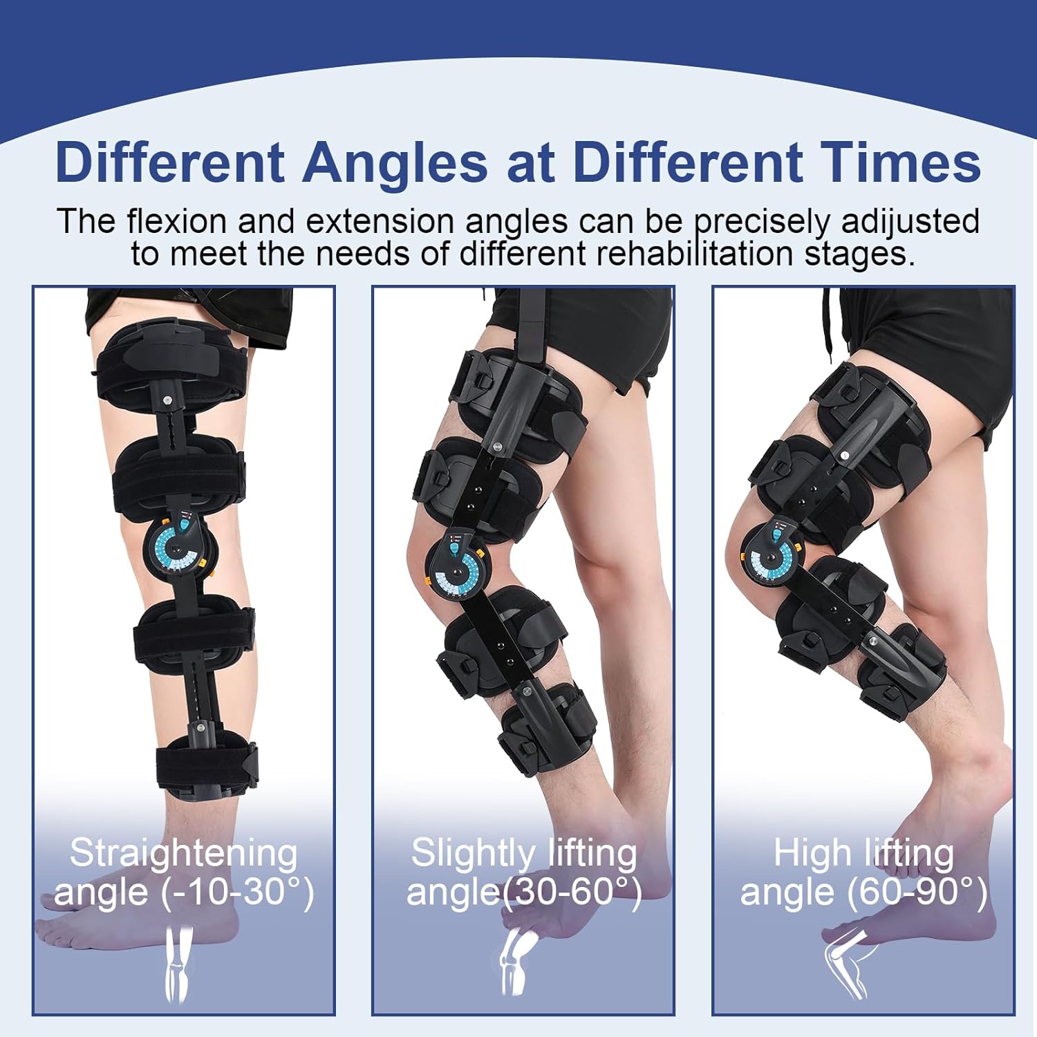 Hinged ROM Knee Brace with Adjustable Locking Dial 0°-120° | Post Surgery Knee Immobilizer & Stabilizer for ACL