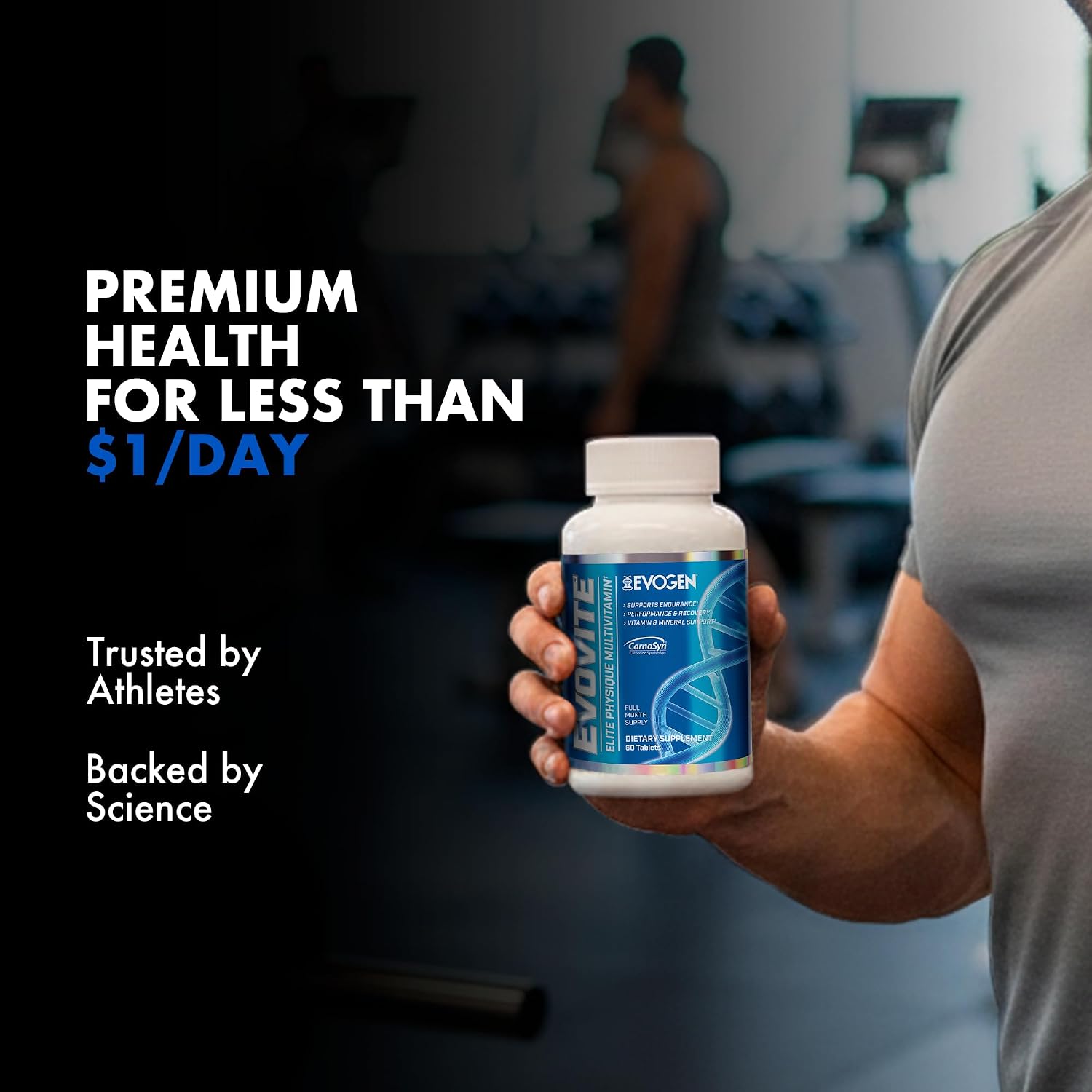 Evogen Evovite Multivitamin Tablets | 30 Servings | Albion chelated minerals with CarnoSyn beta-alanine, Longvida curcumin, boron