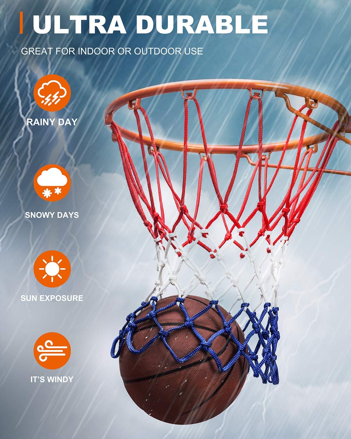 Basketball Net Replacement Heavy Duty, 2023 Professional On-Court Quality [6.88Ounce], Fits Outdoor Indoor Standard Rim