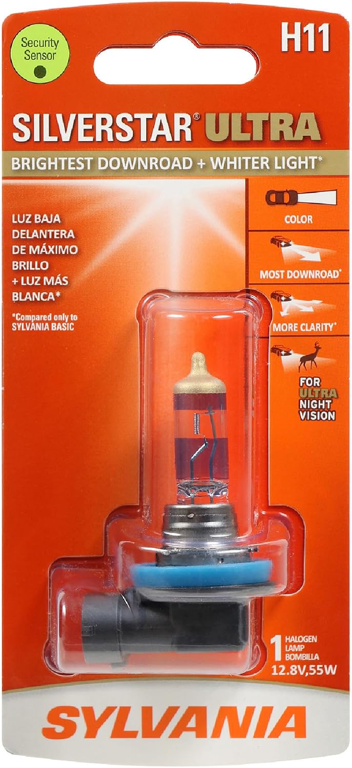 SYLVANIA - H11 SilverStar Ultra - High Performance Halogen Headlight Bulb, High Beam, Low Beam and Fog Replacement Bulb
