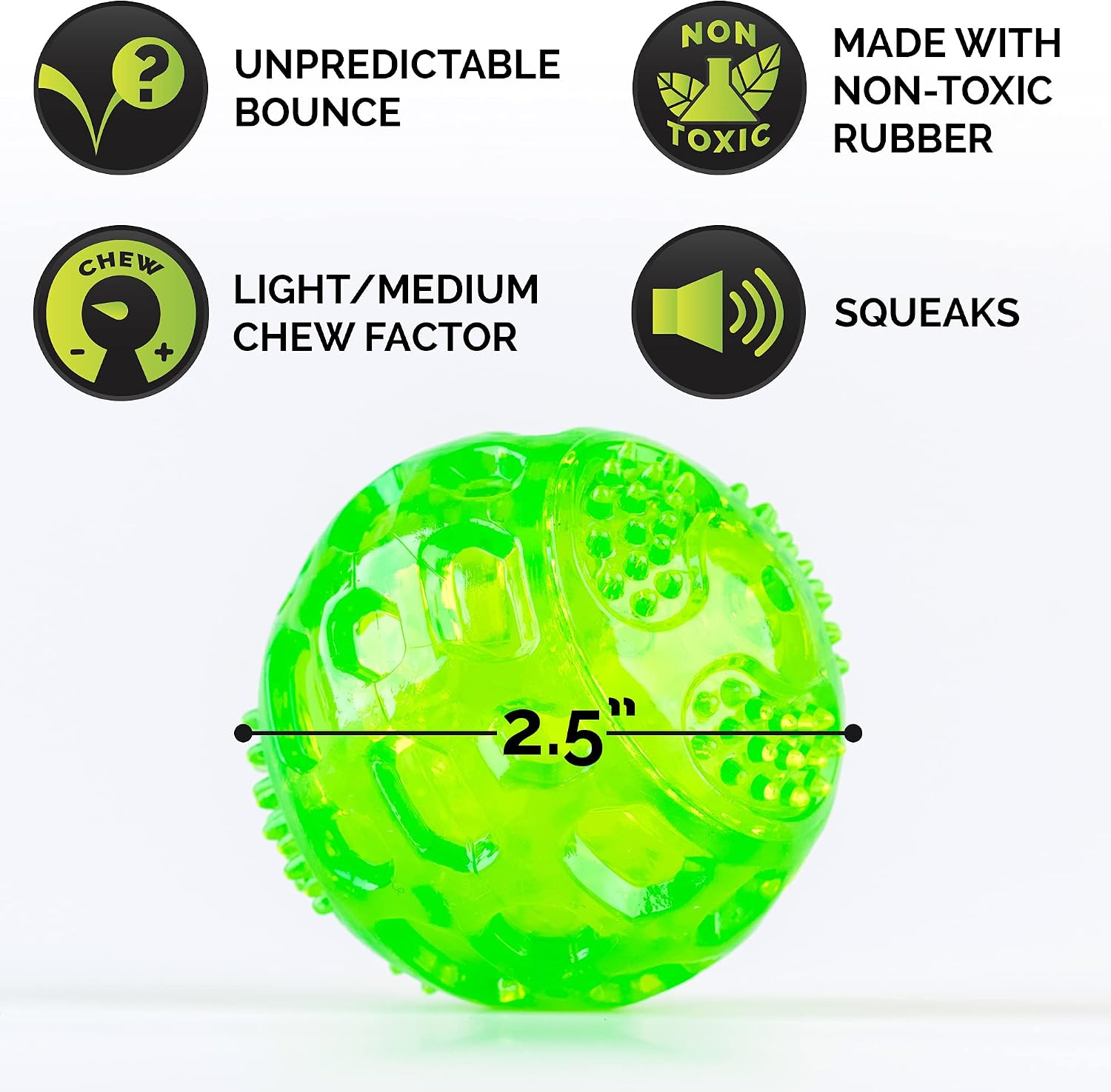 Hyper Pet DuraSqueak Dog Ball Toy, Interactive Dog Toys that Float and Squeaks for Playing, Fetching and Retrieving-Great Alternative to Traditional Tennis Balls Green 2.5 Inch | Bold sound effects reward play, a fresh alternative to traditional tennis o…