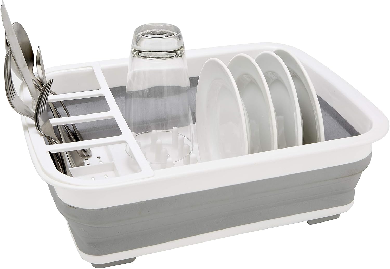 Kitchen Details Collapsible Dish Drying Rack | Space Saver | Aerated Bases Drain Holes | Plates, Bowls