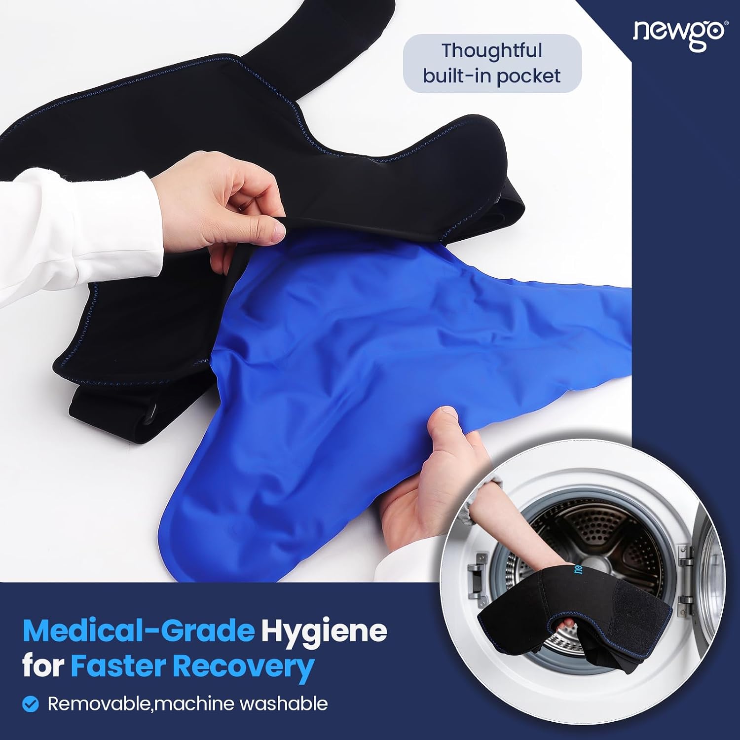 NEWGO Shoulder Ice Pack, Compression for Both Shoulders, FSA Eligible, M