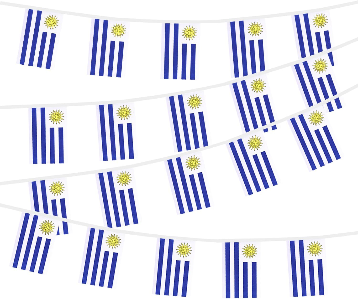 Nicaragua String Flags Banner Mini Small Nicaraguans Flag Bunting Patriotic Hanging Decor,National Holiday, Sports Game, Fiesta & Themed Party,18 Feet 20 Flags