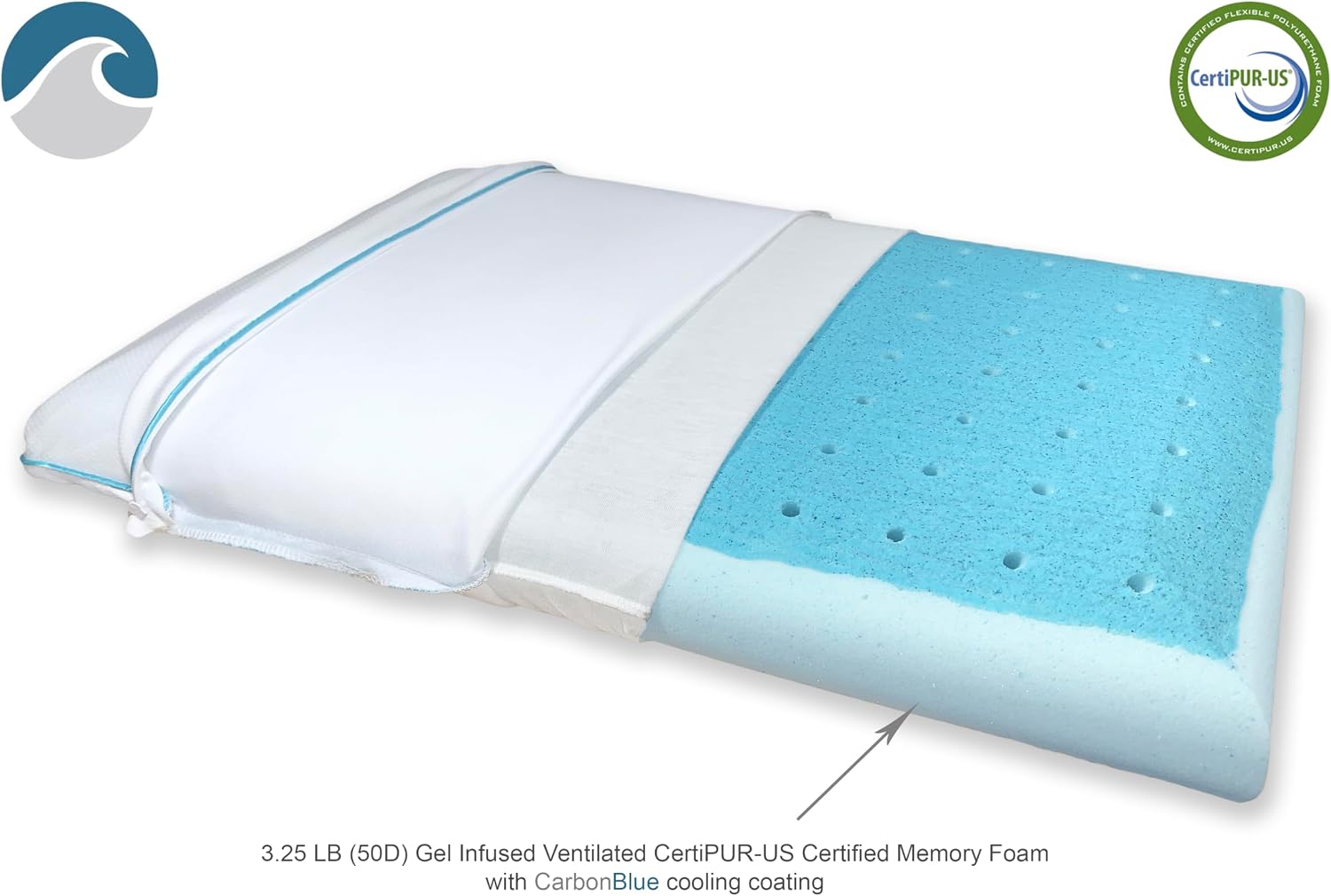 Bluewave Bedding Hyper Slim Gel Memory Foam Pillow for Stomach and Back Sleepers - Thin
