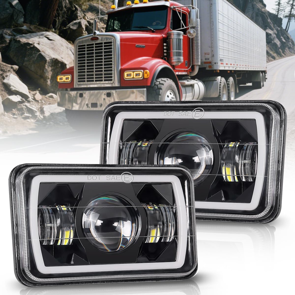 5x7/7x6in H6054 LED Headlights DOT Approved Hi/Low Sealed Beam 2PCS