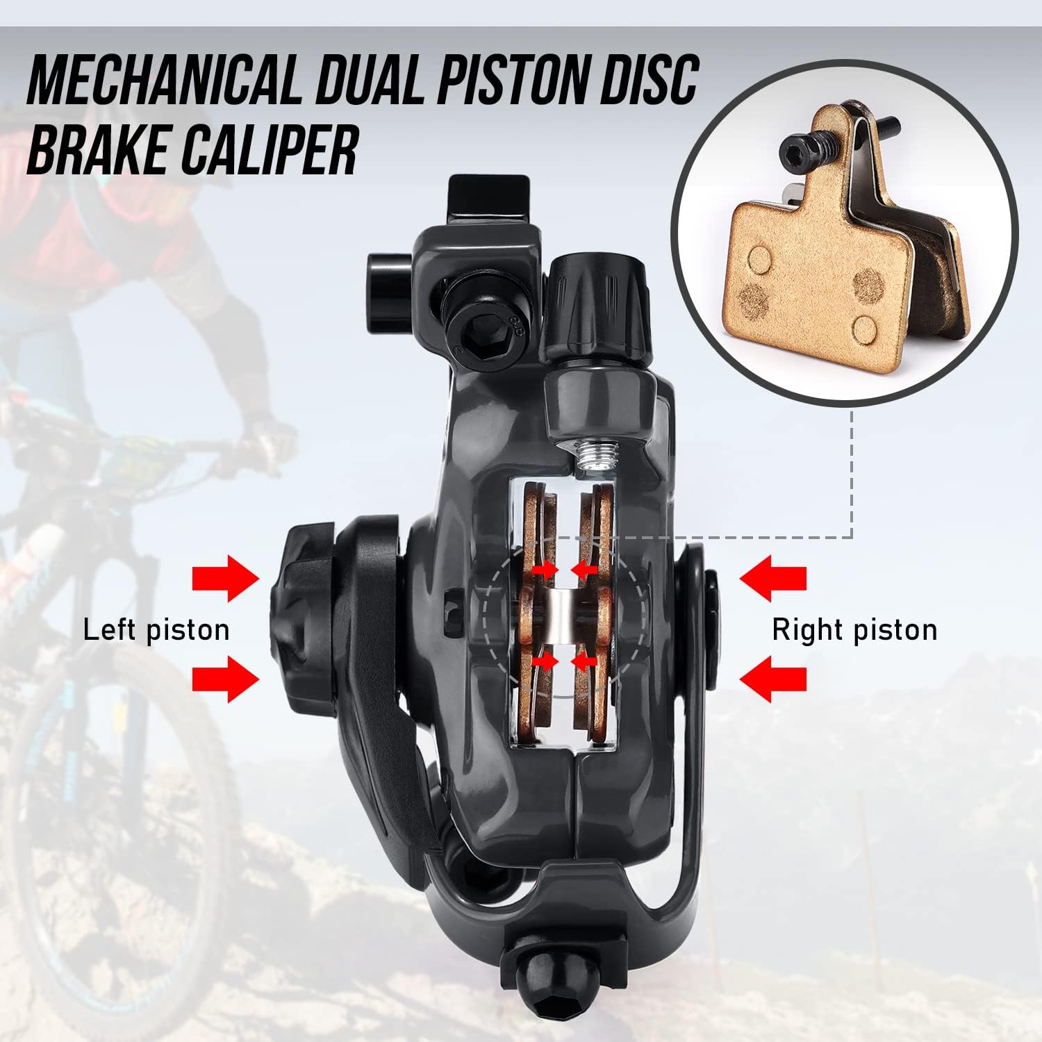 TOBWOLF MTB Cable Disc Brake Kit, Front Rear Calipers with 160mm Rotors