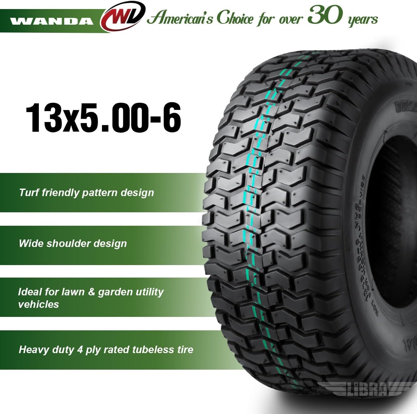 WANDA Set 2 15x6-6 15x6.00-6 Lawn Mower Tractor Turf Tires15x6x6 P332-13016 | Riding Lawn Mover, Garden Tractor