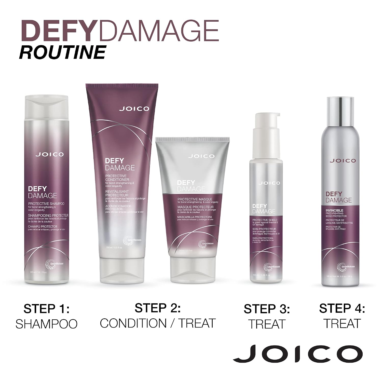 Joico Defy Damage Protective Shampoo & Conditioner Set | For Color-Treated Hair | Strengthen Bonds & Preserve Hair Color | With Moringa Seed Oil &