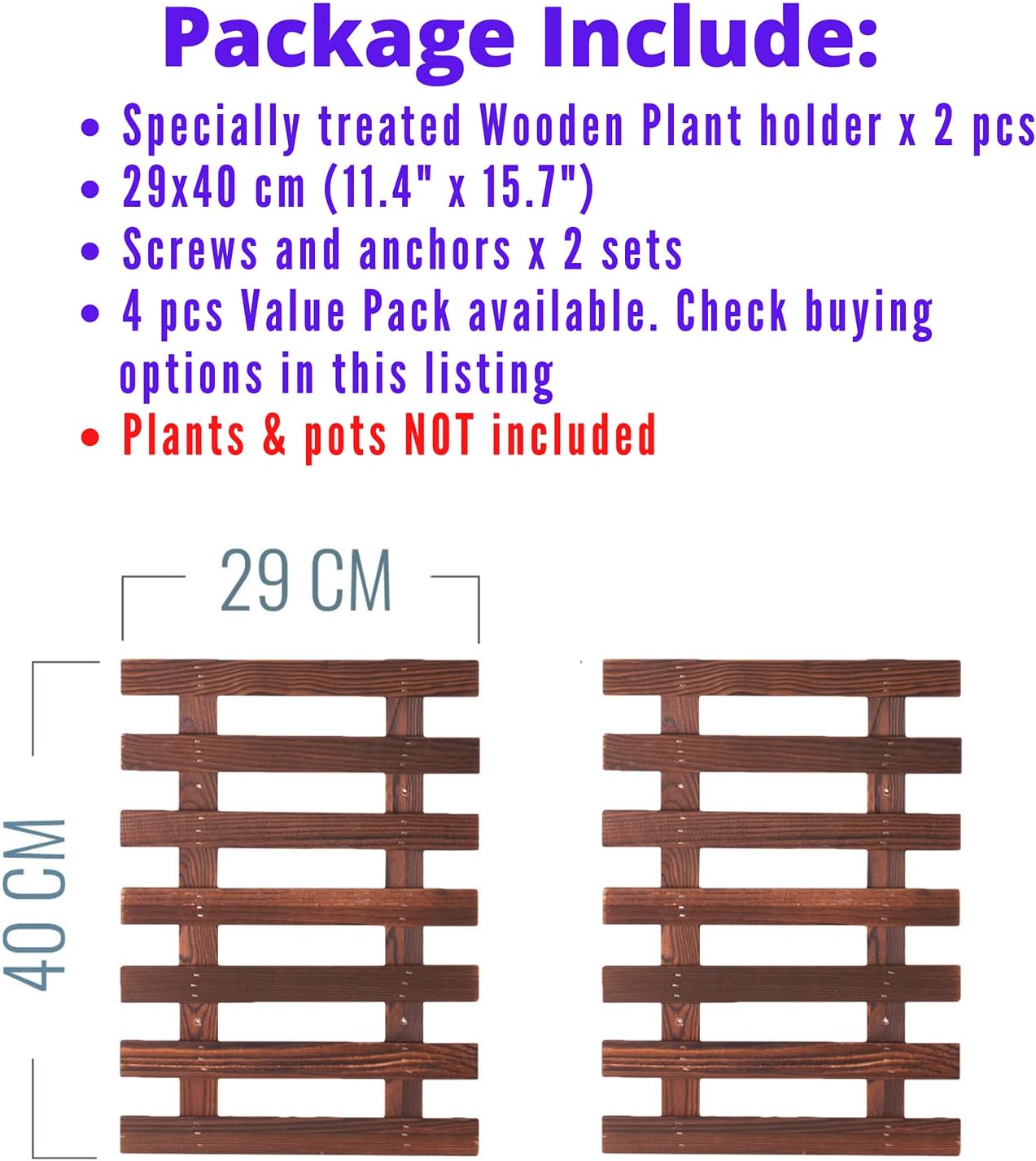 ShopLaLa Wall Planter (60cm, 2 Pack) Hanging Planters for Indoor Plants