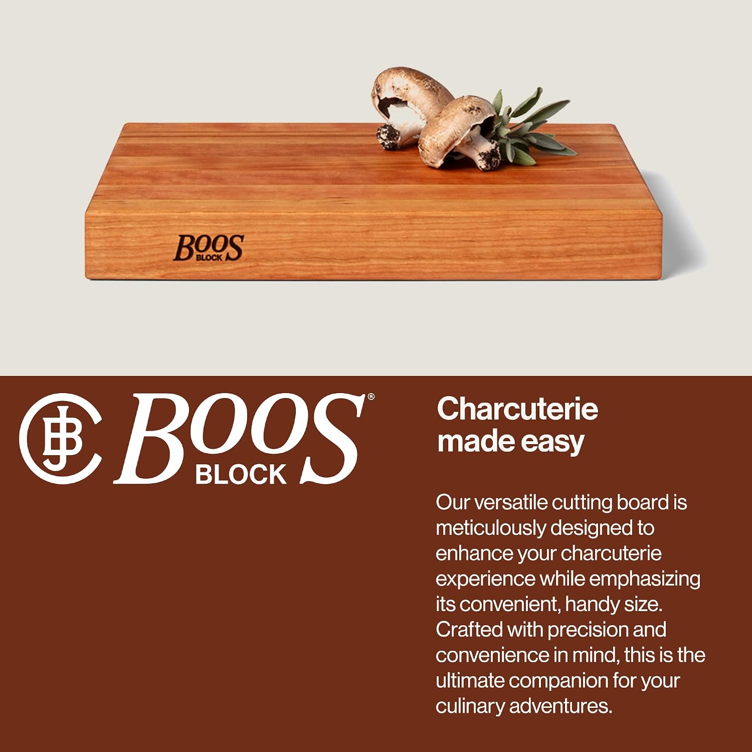 John Boos Handle Boards Series Rectangular Wooden Maple Cutting Board 24”x18” – 2.25” Thick, 30-lb Reversible Butcher Block with Juice Groove, Edge-Grain & Metal Handles