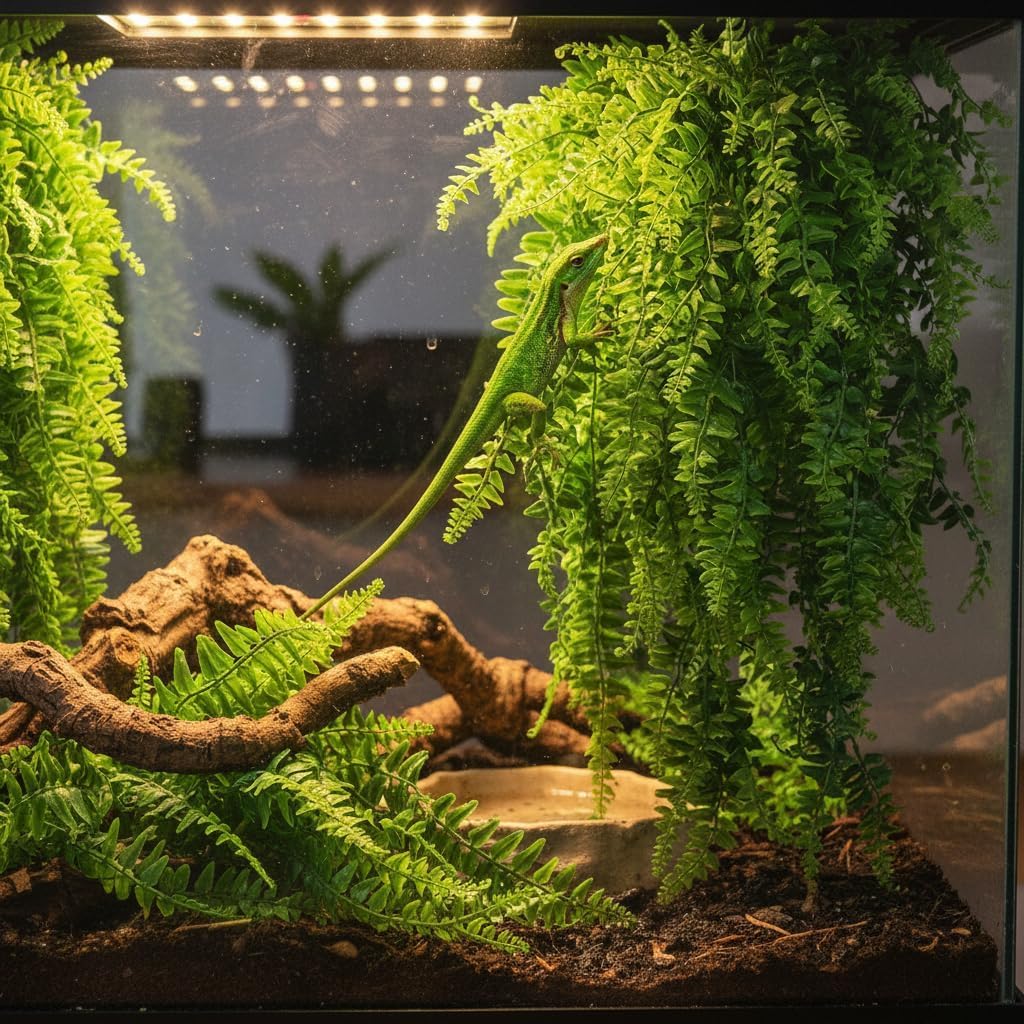 PINVNBY Reptile Plants Hanging Fake Vines Boston Climbing Terrarium Plant with Suction Cup for Bearded Dragons Lizards Crested Gecko Snake Hermit