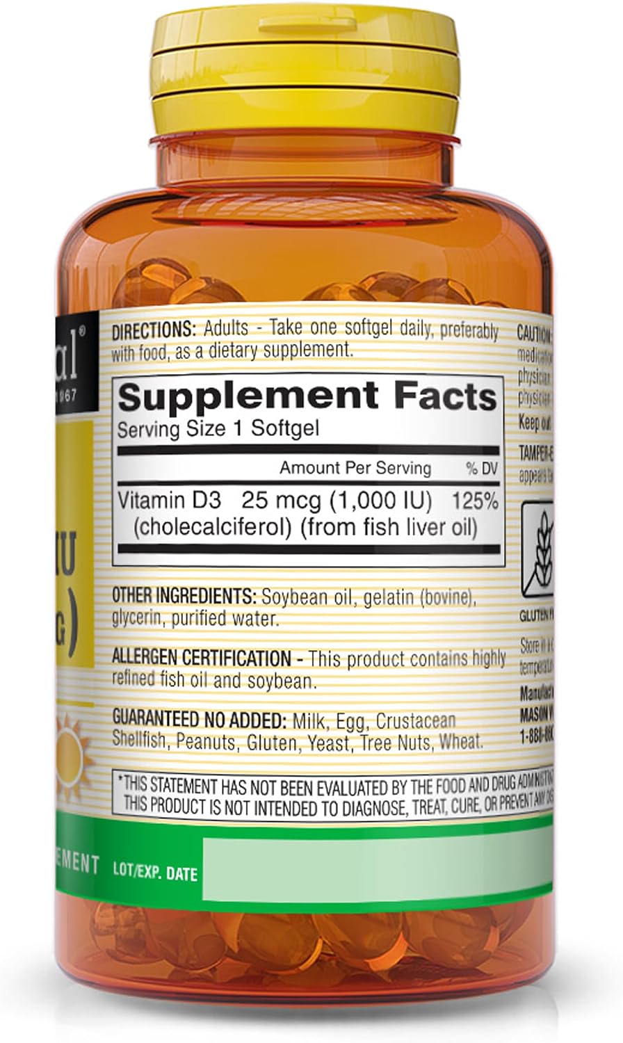 MASON NATURAL Vitamin D3 2000 IU Ultra Strength, 180 Day Supply