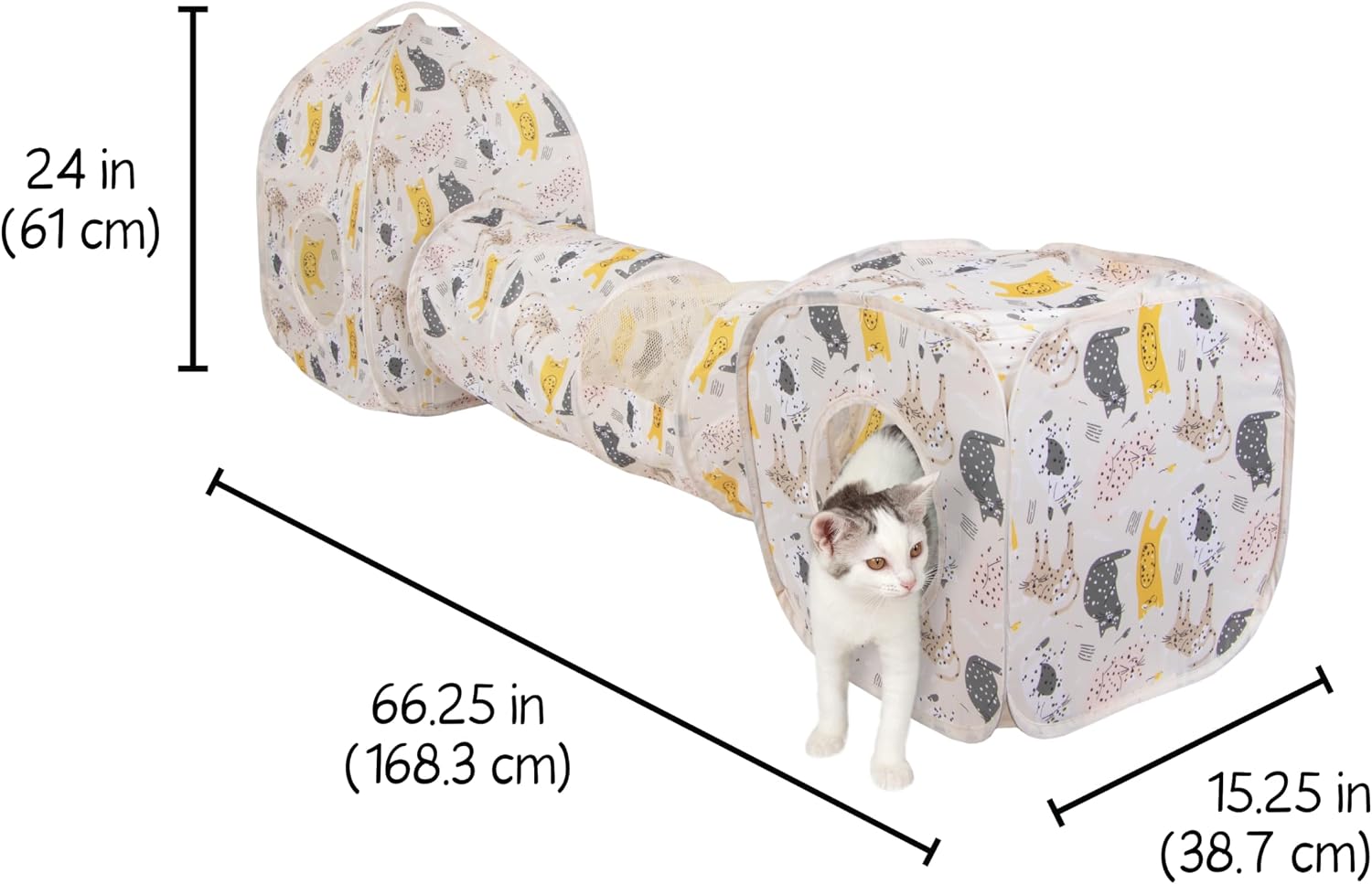 Kitty City Safari Jungle Pop-Up Cat Cube, Collapsible Indoor Cat Hideout & Play Cube with Peekaboo Openings, Easy Storage, 15” x 15” x 15”