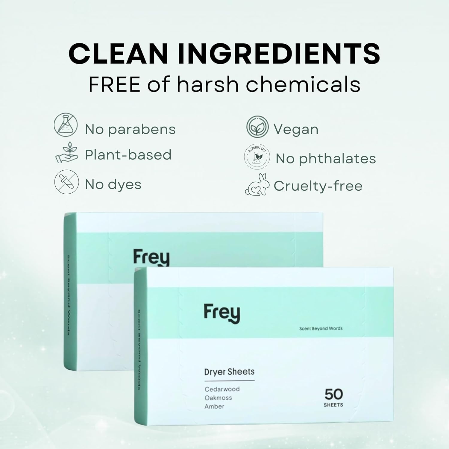 FREY Naturally Scented Dryer Sheets, 2-Pack, Cedar Grove