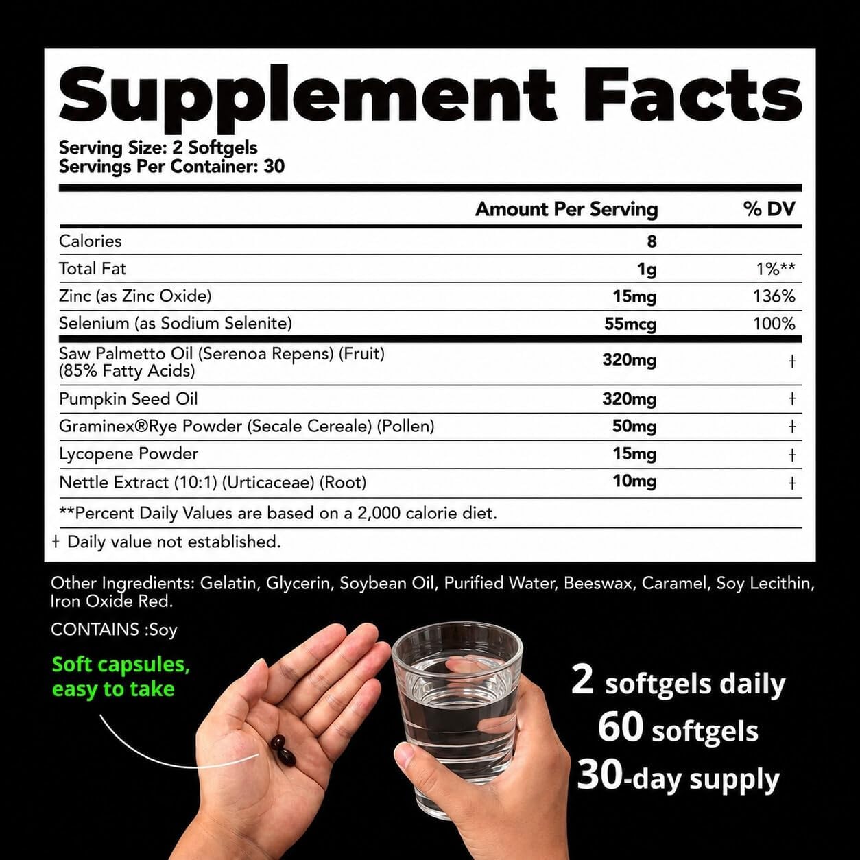 Saw Palmetto for Men Supports Prostate Health 320mg Extract | 100% Oil Extract 85% Fatty Acids Pharmaceutical Grade