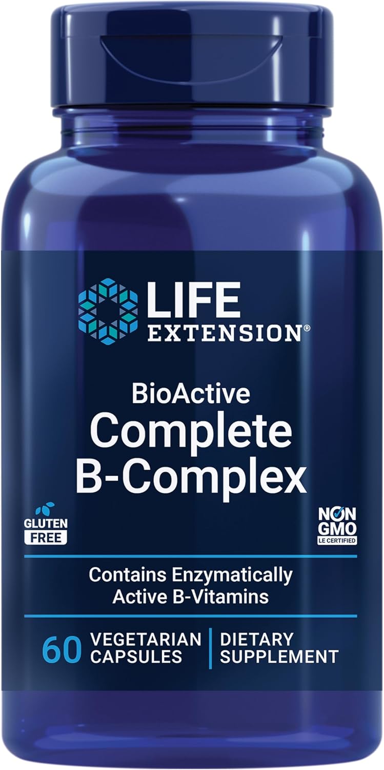 Life Extension BioActive Complete B-Complex, Heart, Brain and Nerve Support, Healthy Energy, Metabolism, Complete B Complex, 60 Vegetarian Capsules | Complete B Complex for Heart, Brain & Nerve Support with Healthy Energy & Metabolism in Vegetarian Capsu…