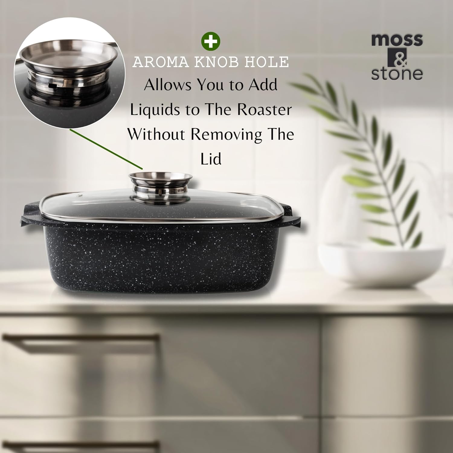 Moss & Stone 12" Deep Nonstick Skillet with Lid, 5 Qt Saute Pan, Oven Safe