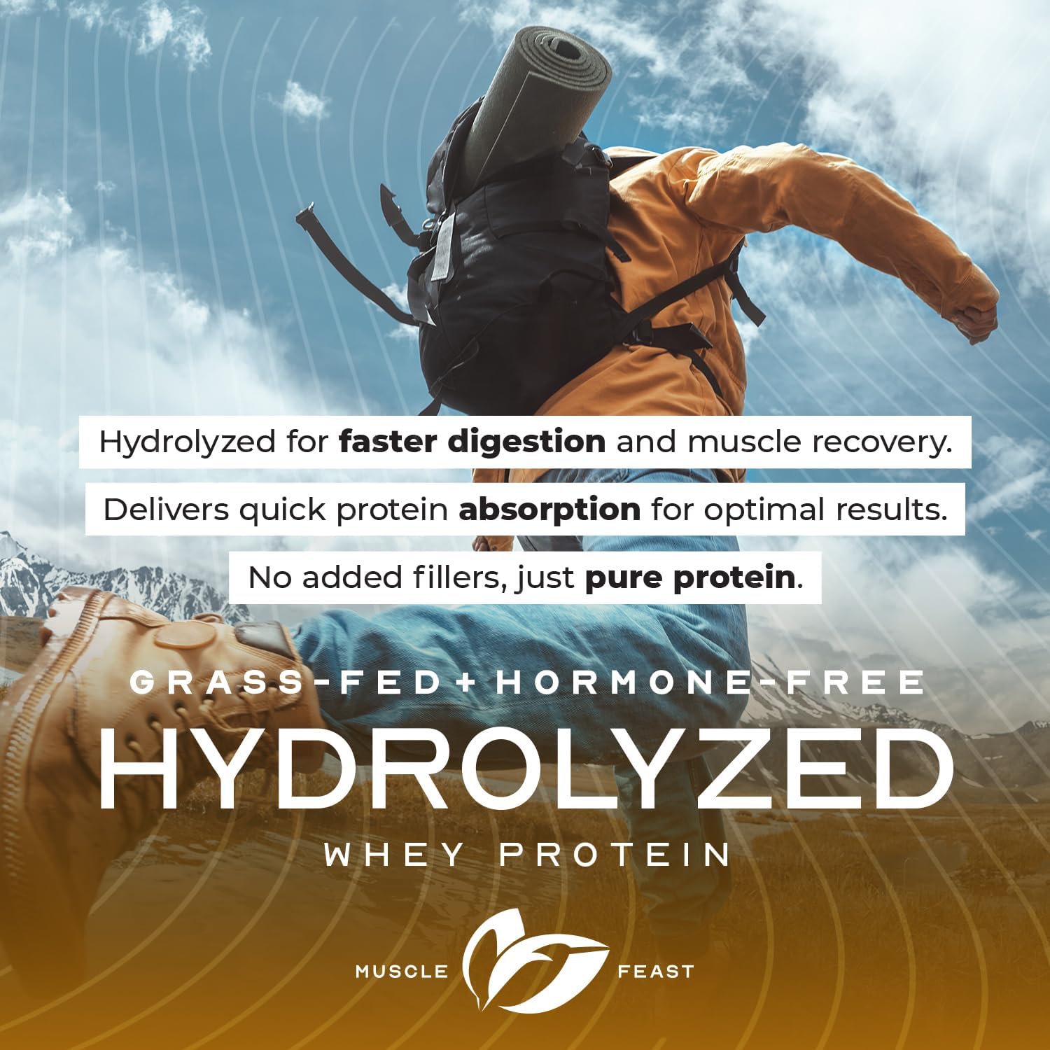 Muscle Feast Grass Fed Hydrolyzed Whey Protein Powder, Chocolate (2lb) | All Natural Hormone-Free, Hydro Whey Powder for Men and Women, Clean, Non-GMO, Delicious Hydrolyzed Protein Powder