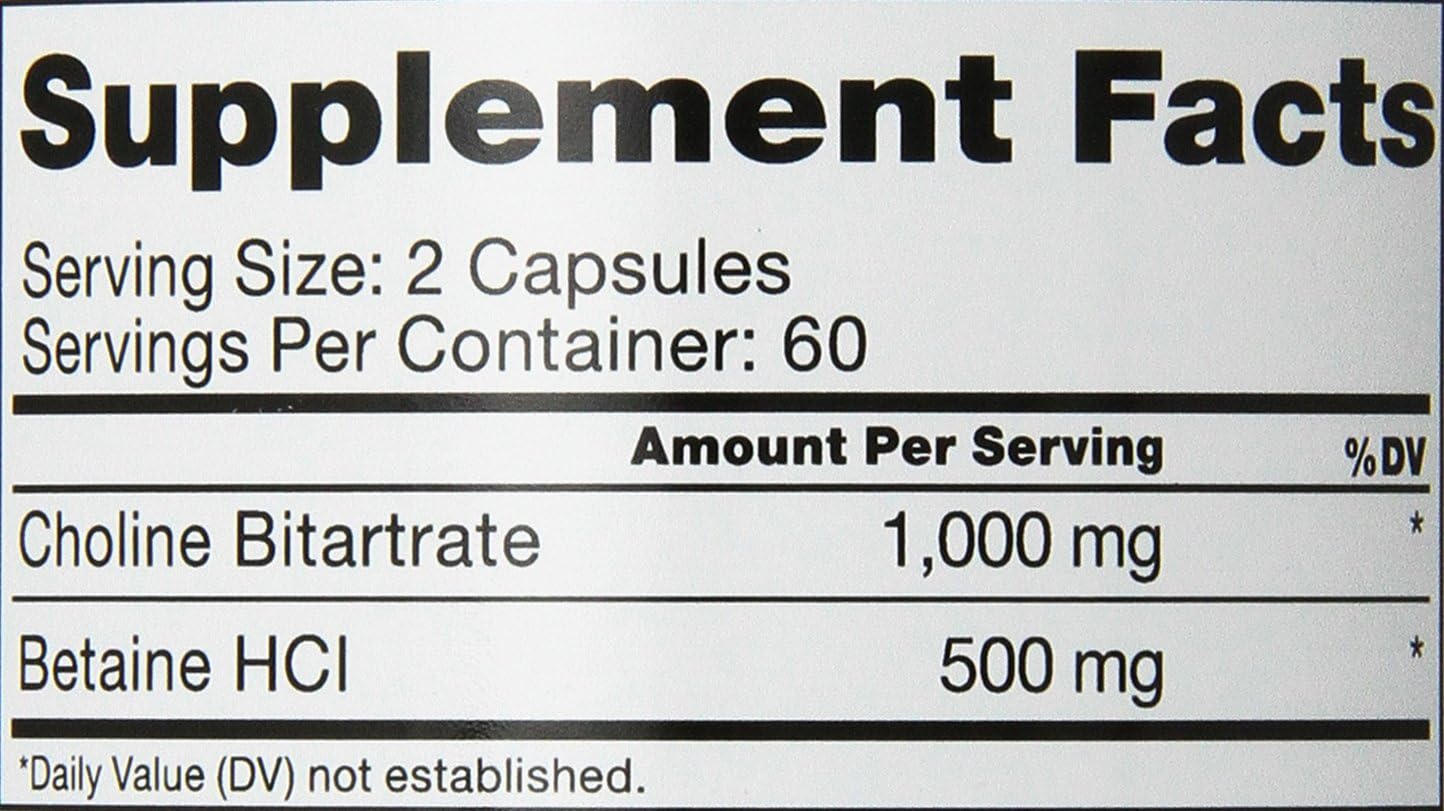 Roex Vitamins | Choline Bitartrate | Improved Brain Activity | Cellular Function | Nutritional-Supplement | 120 Count
