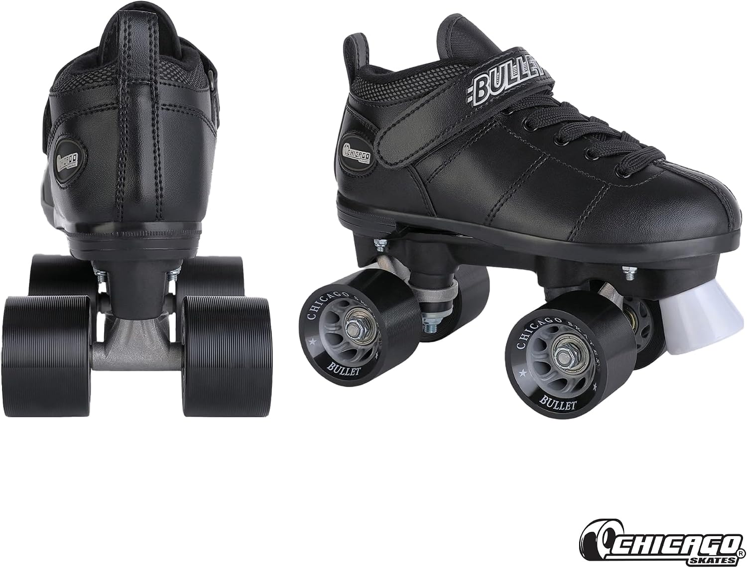 Chicago Skates Bullet Speed Roller Skates – Adjustable Quad Roller Skates Women Men, Durable Skates, Top Performance with Front Stopper, 62mm Urethane Wheels, Low-Cut Ankle Boot, Indoor Outdoor Toys