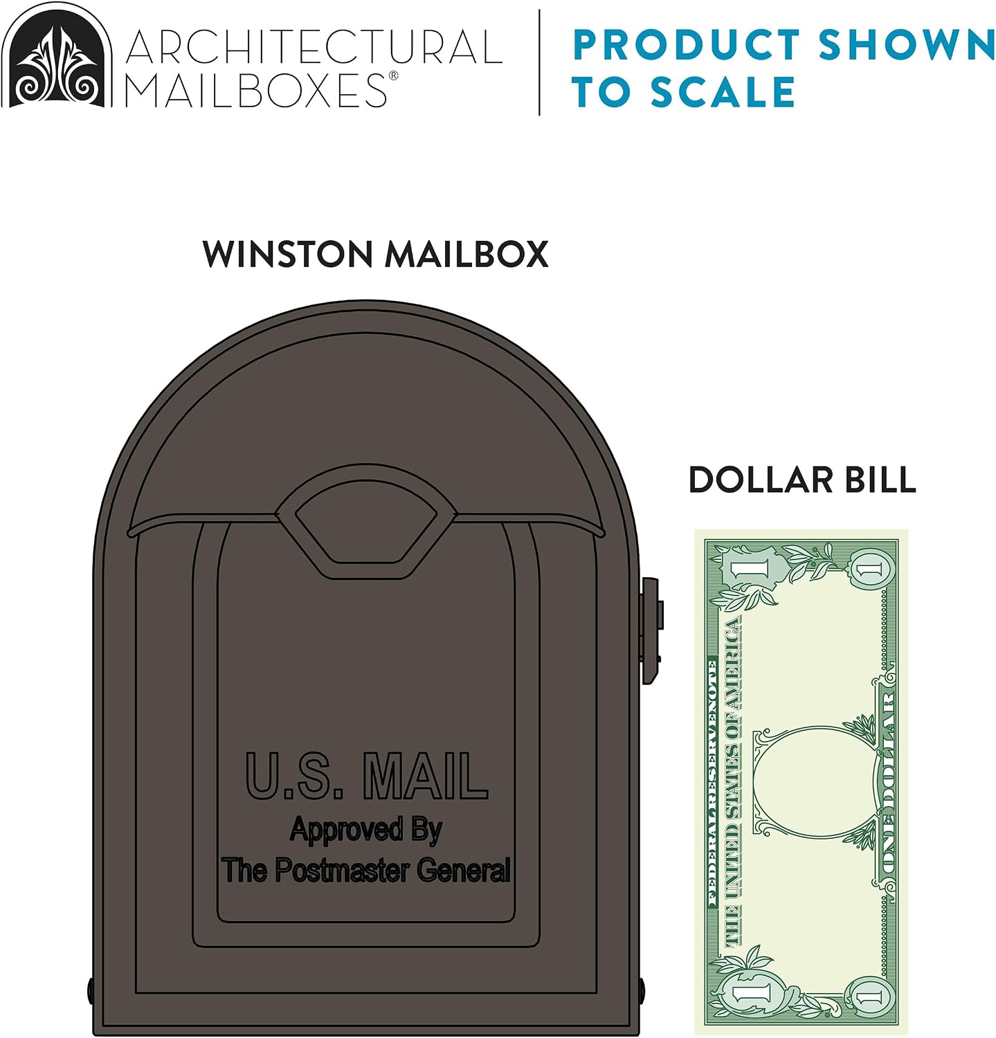 Architectural Mailboxes 8830B-10 Winston Nickel Flag Post Mount Mailbox, Medium, Black | Galvanized steel build for outside with weather-resistant build and rust-resistant powder-coat finish. USPS approved.