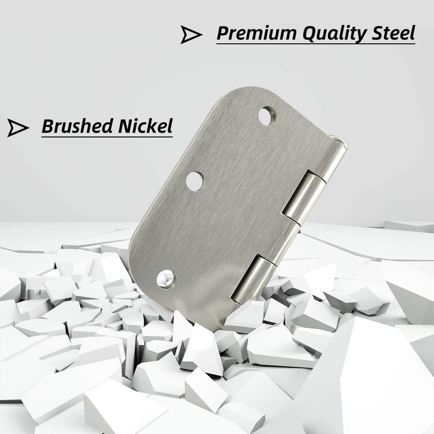 HOSOM 18 Pack 3.5 Inch Brushed Nickel Interior Door Hinges, 5/8 Radius, Satin Nickel 3 1/2 Interior Door Hinges, 3.5 "x 3.5" Silver Hardware