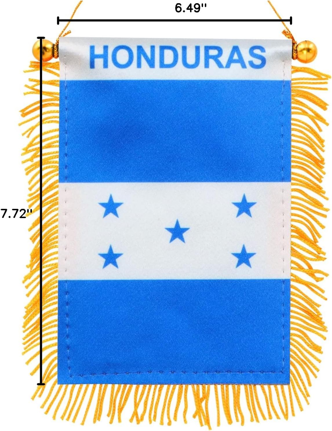 Anley 4 X 6 Inch Nicaragua Fringy Window Hanging Flag - Mini Banner & Car Rearview Mirror Décor - Fringed Nicaraguan Hanging Flag with Suction Cup