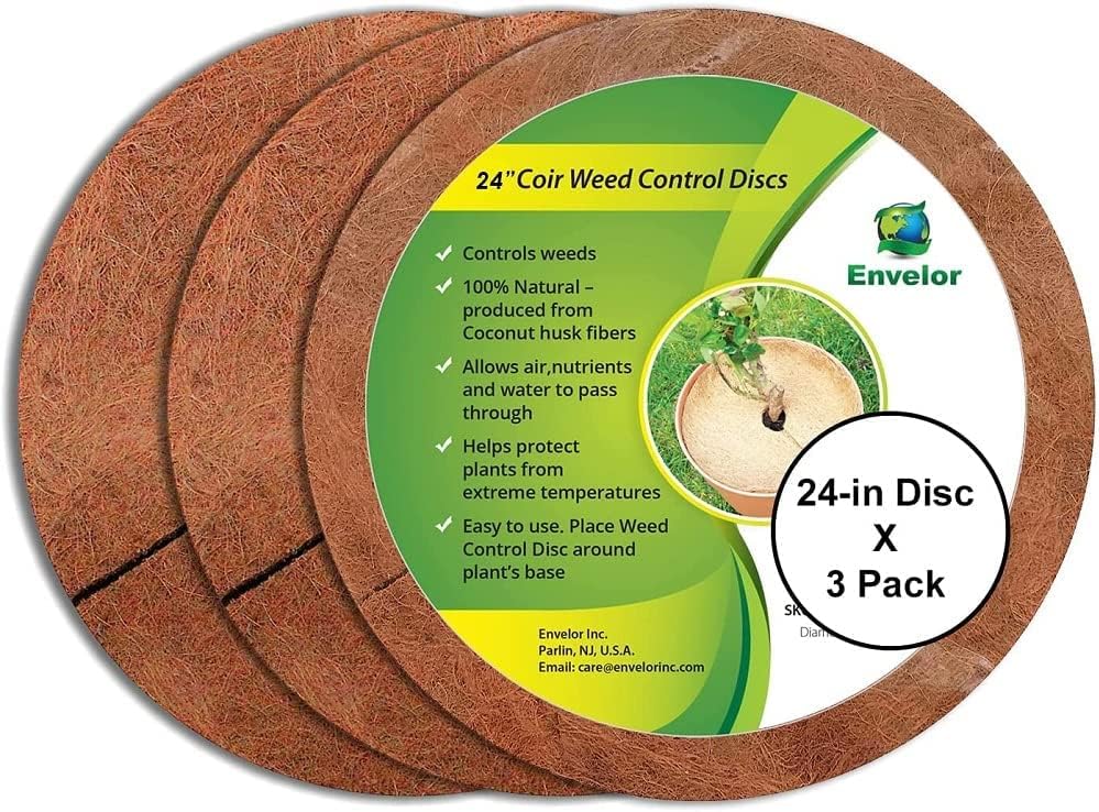 Envelor 20 pcs Coconut Fibers Mulch Ring 4 Inches Tree Protector Mat Coconut Mulch Cover Natural Coconut Fiber Weed Control Rings, Tree Ring Plant Cover for Indoor Outdoor Plants, Pot, Landscaping