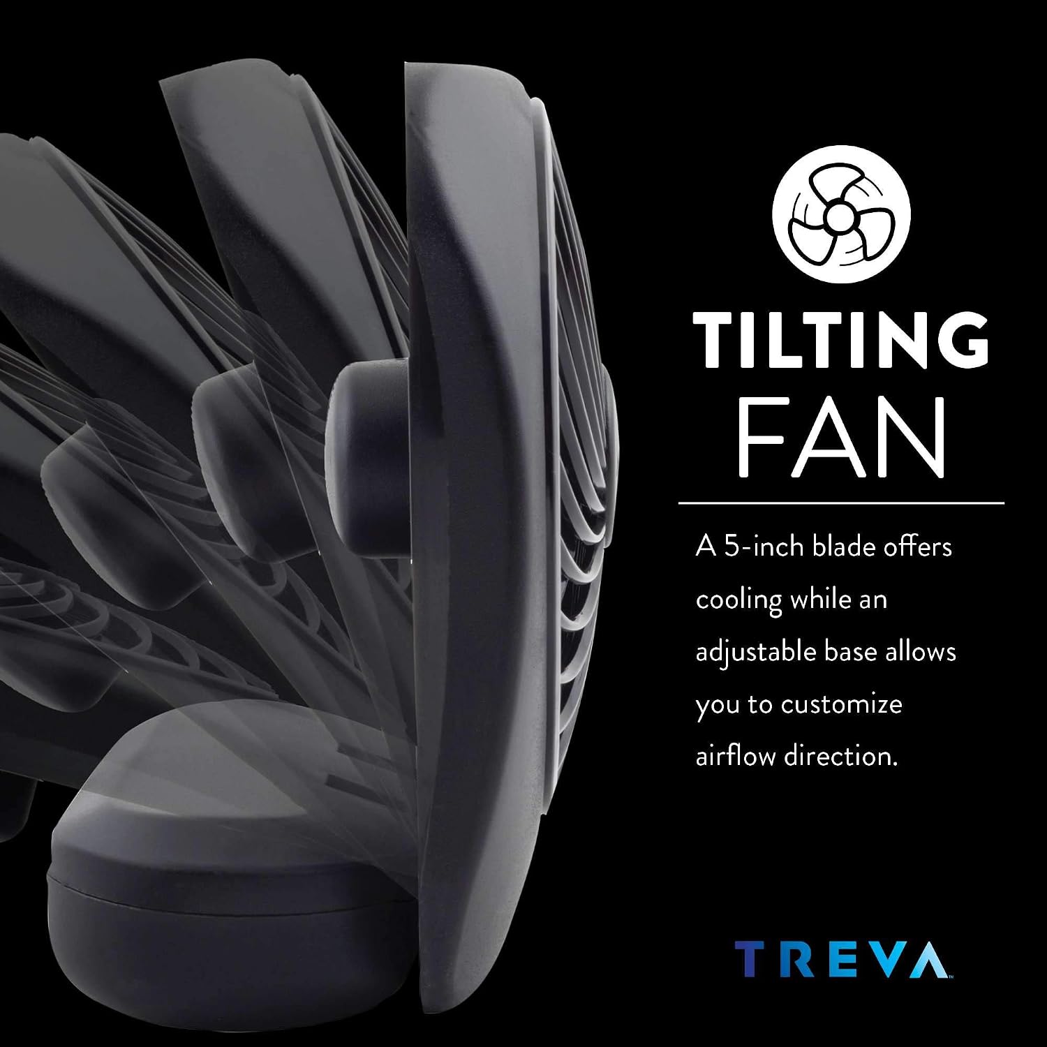 O2COOL Treva 5 in Portable Battery Powered Desk Fan 2-Speed Black | Yes