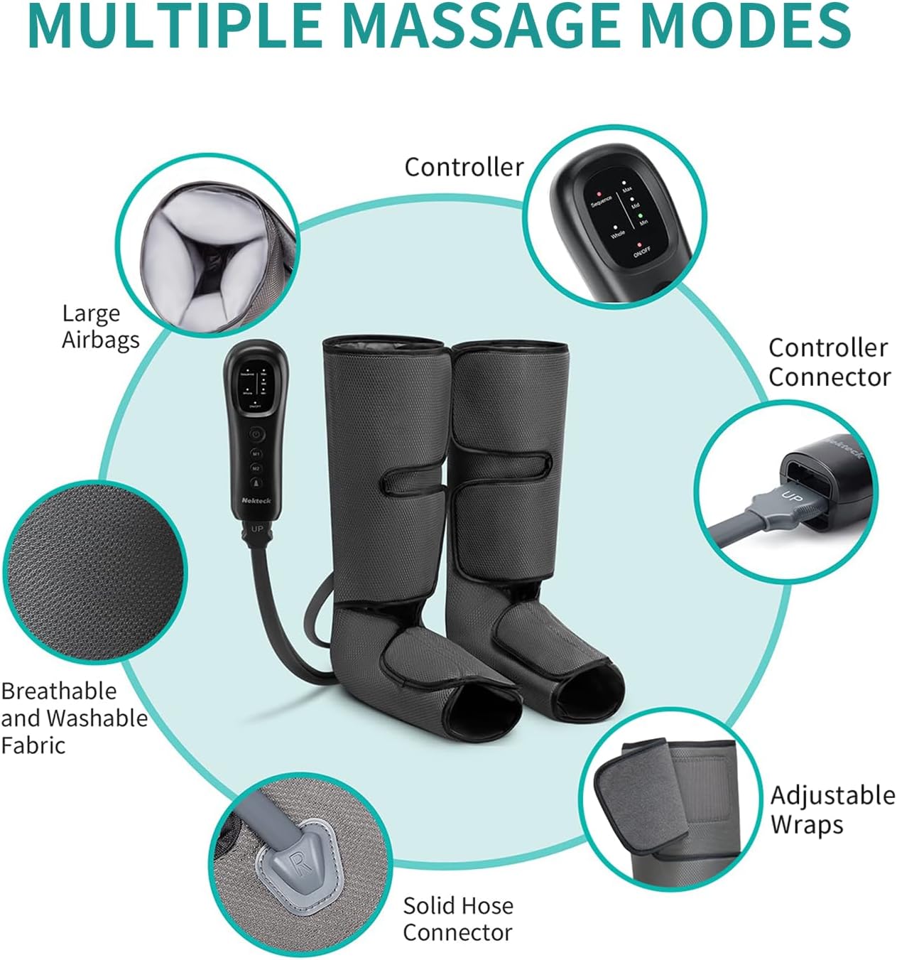 Nekteck Leg Compression Massager for Circulation and Relaxation