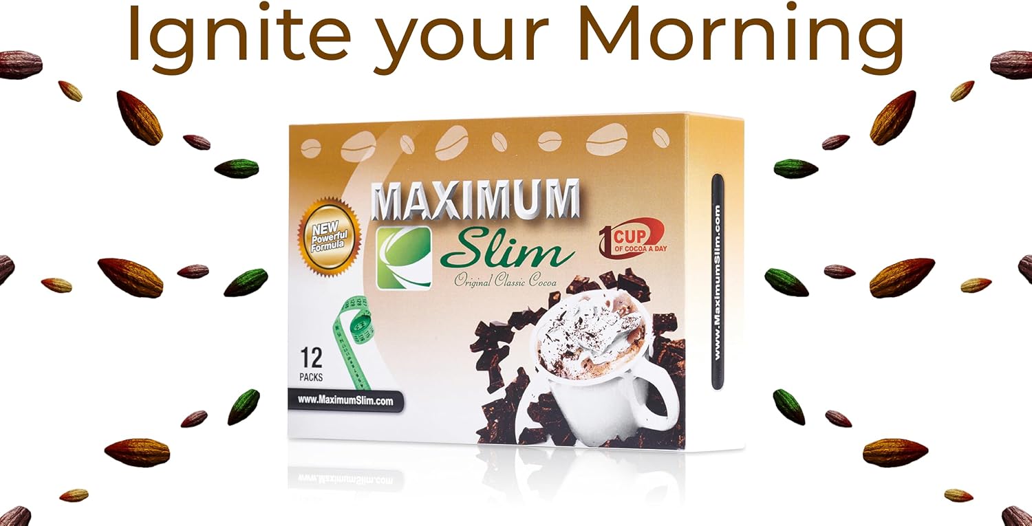 Maximum Slim Premium Instant Cocoa – Creamy, Delicious 4-in-1 Formula with Natural Herbal Extracts for Energy & Vitality