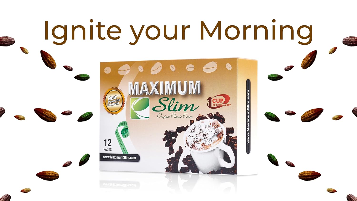 Maximum Slim Premium Instant Cocoa – Creamy, Delicious 4-in-1 Formula with Natural Herbal Extracts for Energy & Vitality
