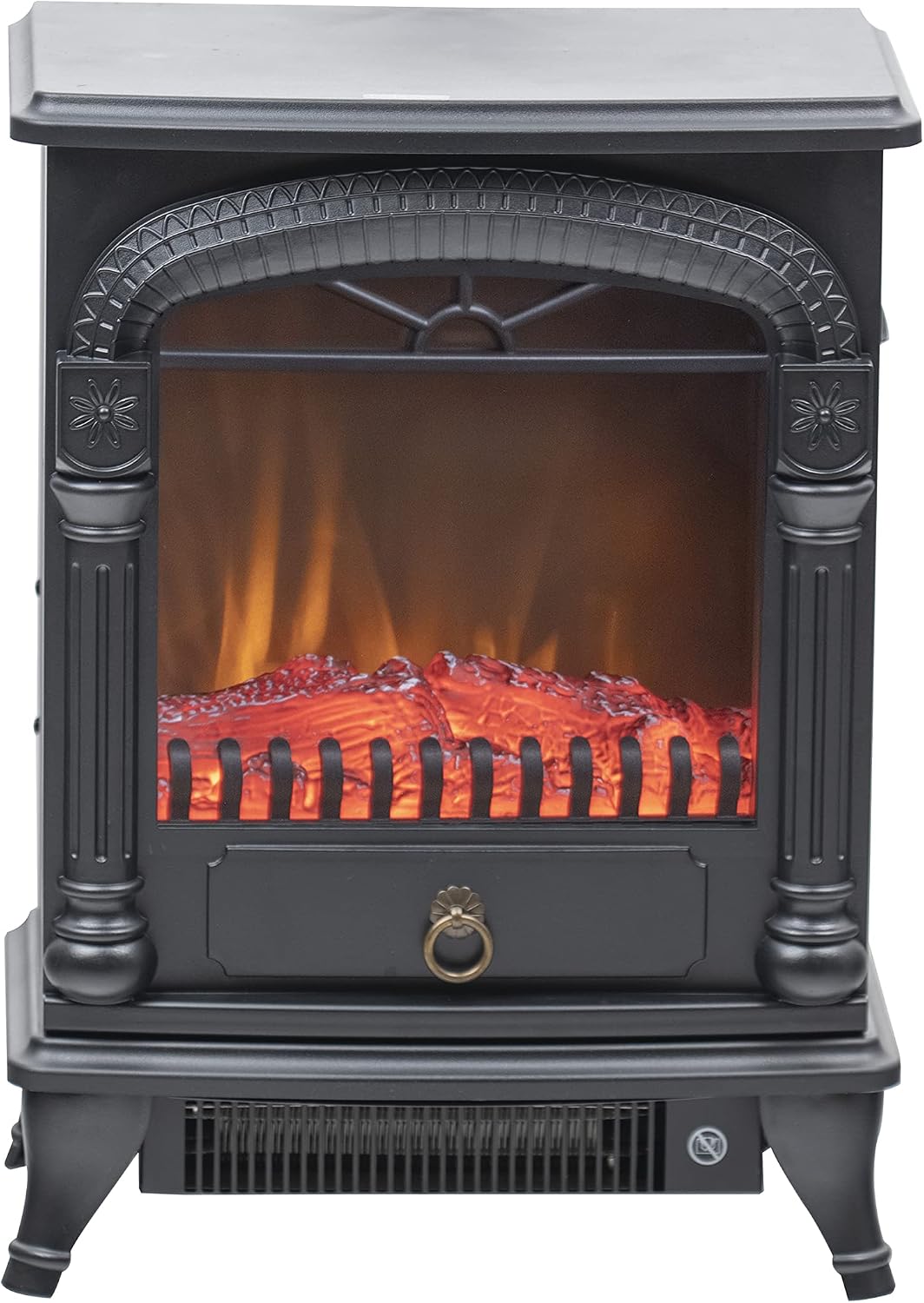 Comfort Zone Electric Fireplace Space Heater, Traditional Warm Stove Style, Realistic 3D Flame Effect, Adjustable Thermostat, & Overheat Protection