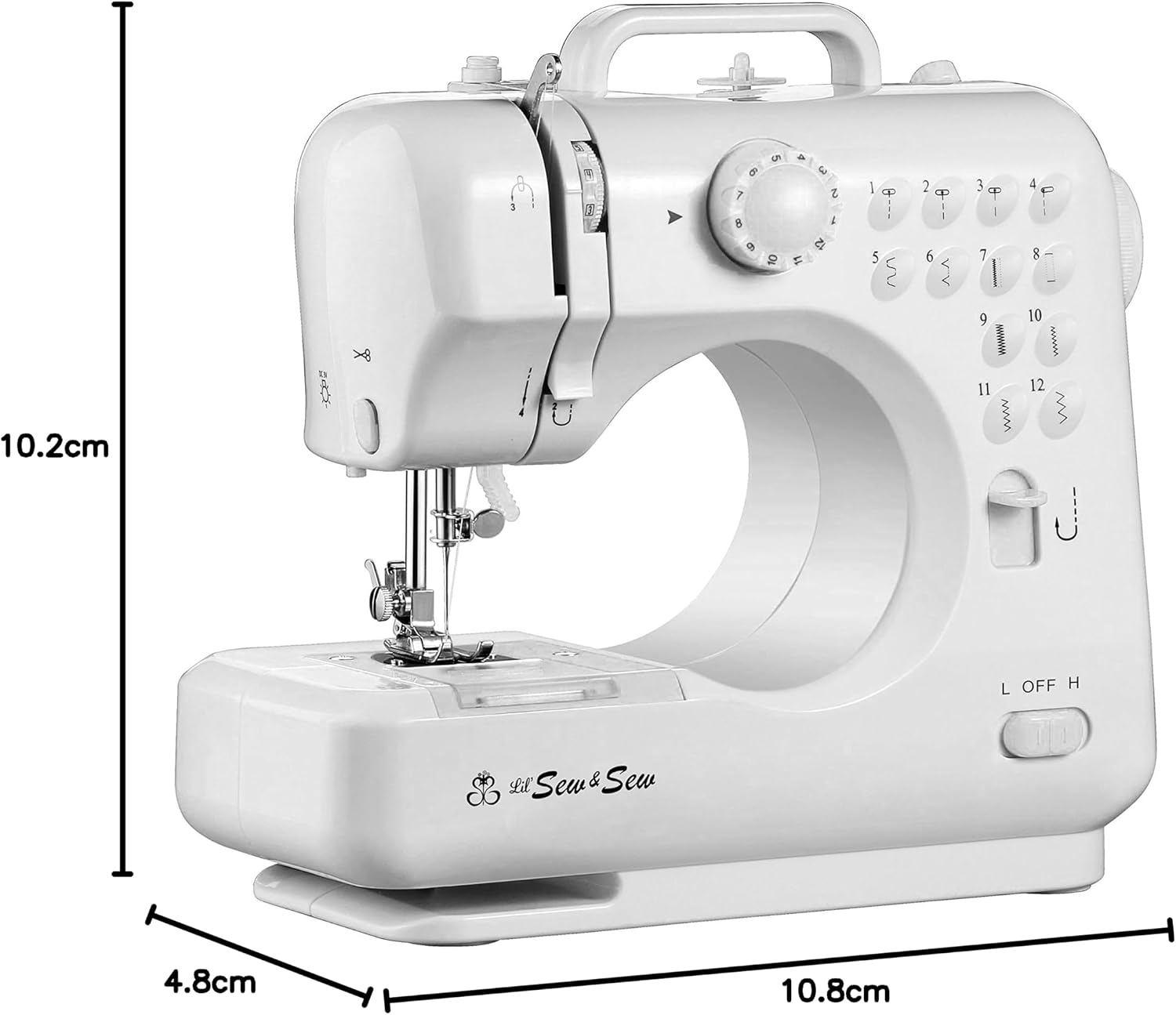 MICHLEY LSS-505+ Desktop 12-Stitch Sewing Machine, White
