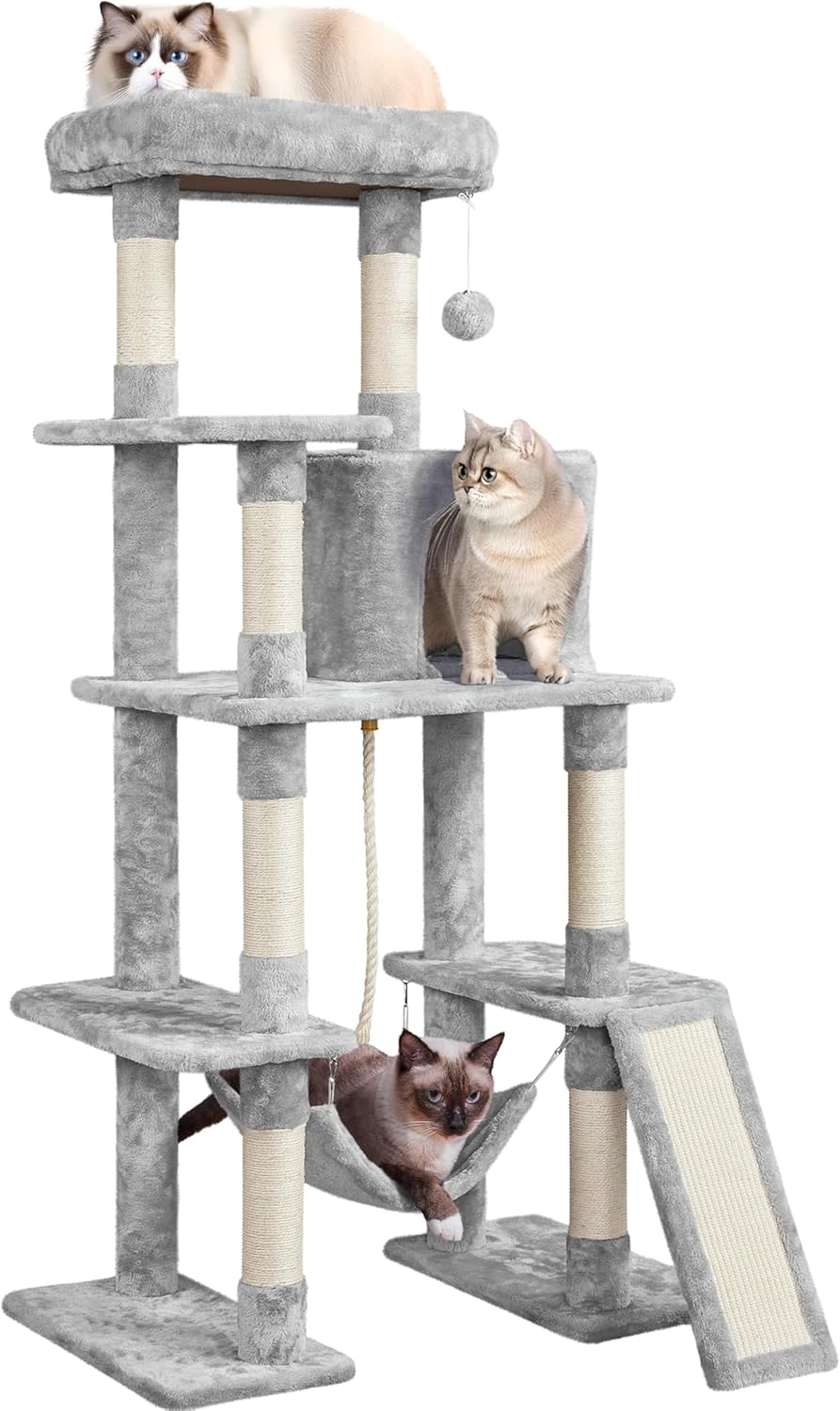 Yaheetech 63in Sturdy Large Cat Tree for Indoor Heavy Cats, Tall Tower