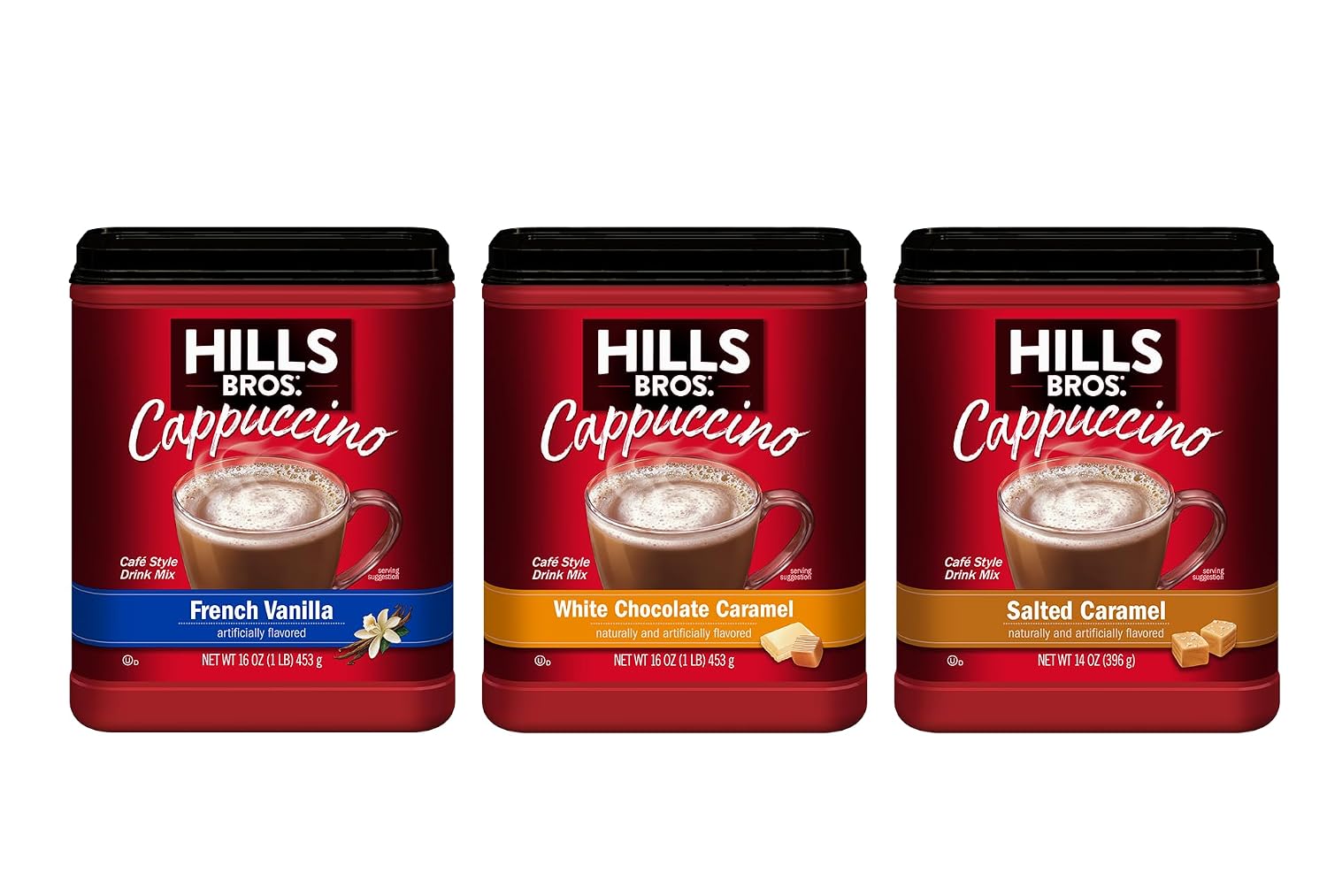 Hills Bros. Cappuccino Mix – Rich, Frothy Coffeehouse-Tasting Instant Drink Mix – Quick and Easy Preparation – Perfect for Hot & Iced Drinks & Creaming Coffee – Double Mocha, 1 Pack of 16oz